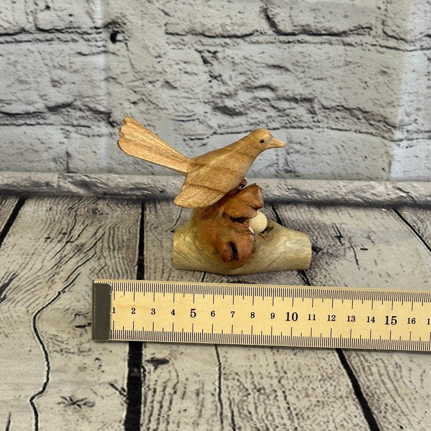 10cm Single Bird Nest Mushroom Parasite Ornament Natural Carving Fairtrade Wood