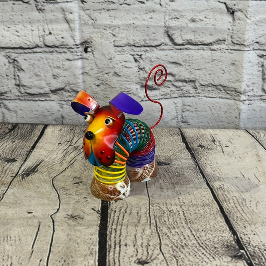 10cm x 10cm Orange Bight Colour Spring Dog Cartoon Ornament Painted Statue