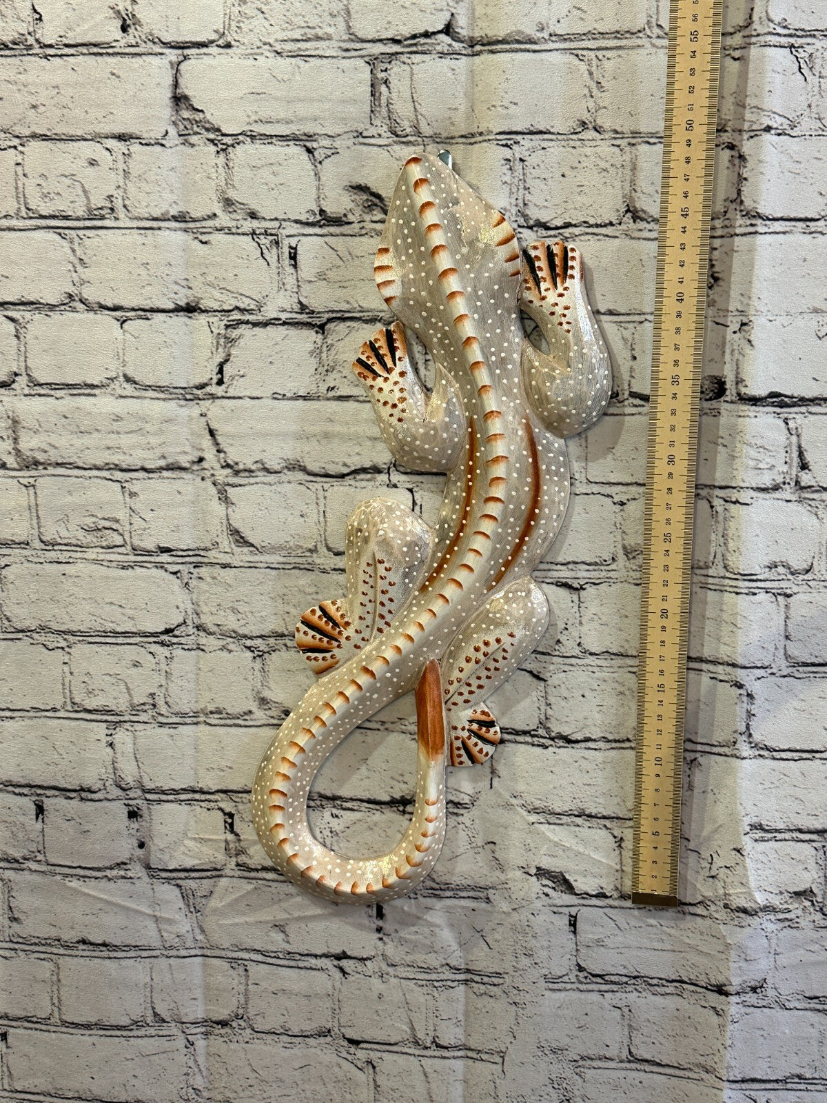 50cm Gecko Lizard Grey Wood Wall Hanging Wooden Ornaments Wood Carving
