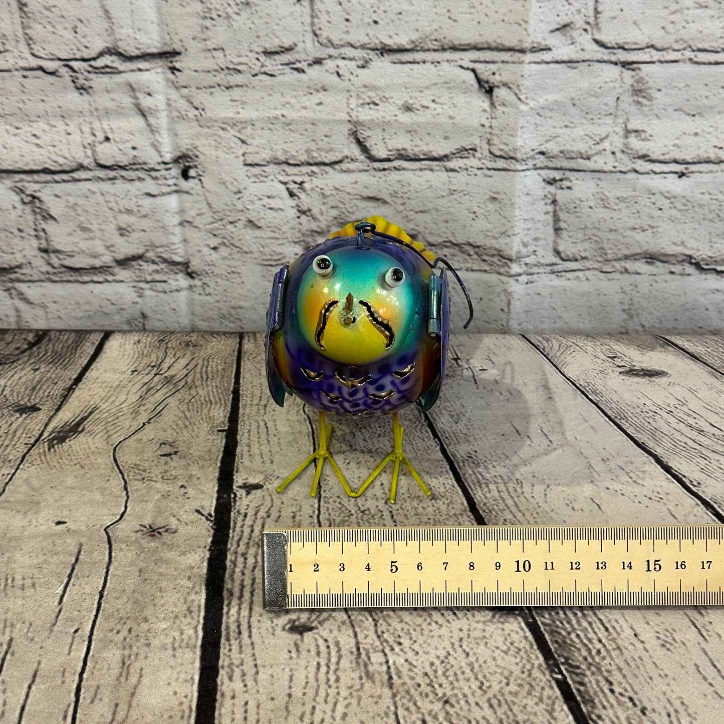 15cm x 15cm Bright Blue Bird Metal Tin Wall Hanging Ornament Painted Statue