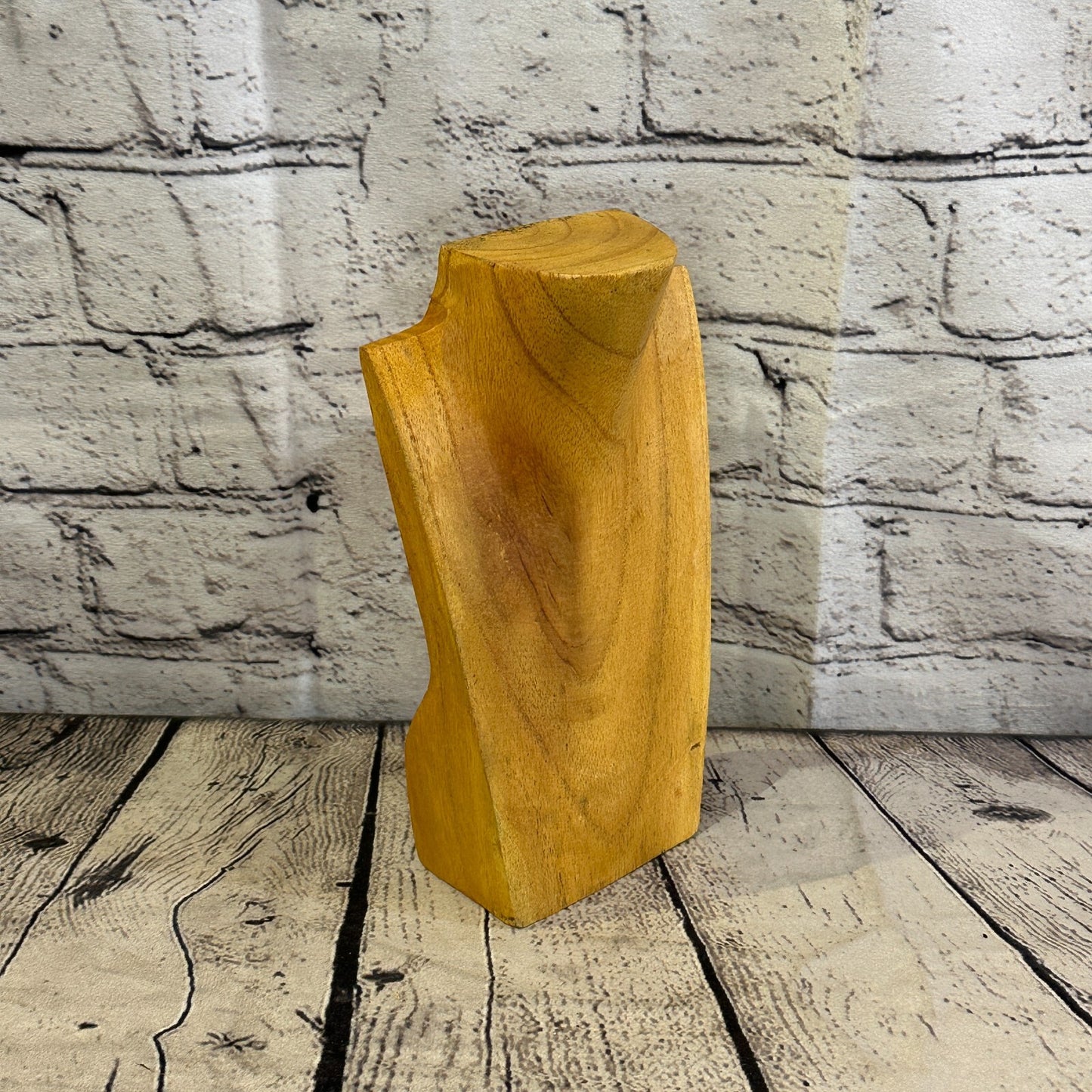 20cm Hand Carved Light Wooden Necklace Base Chain Jewellery Display Stand Bust