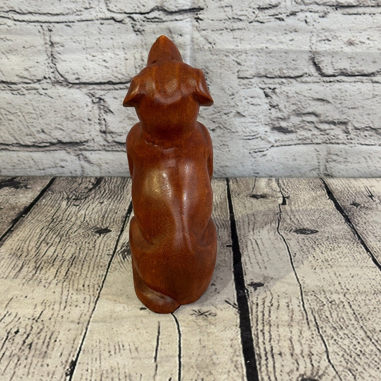 Sitting Dog 16cm Tall Labrador Wooden Shabby Dog Statue Ornament Fair Trade