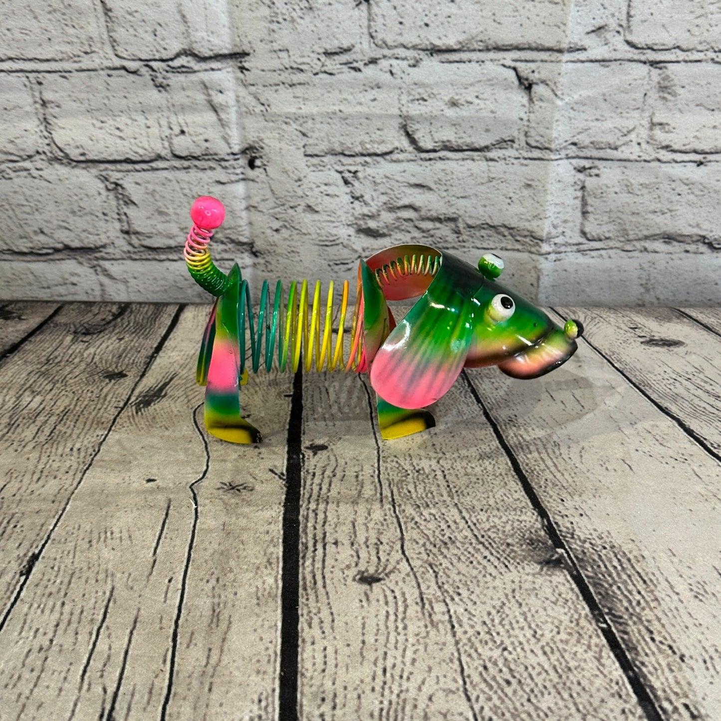 20cm x 15cm Green Bight Colour Spring Dog Cartoon Ornament Painted Statue