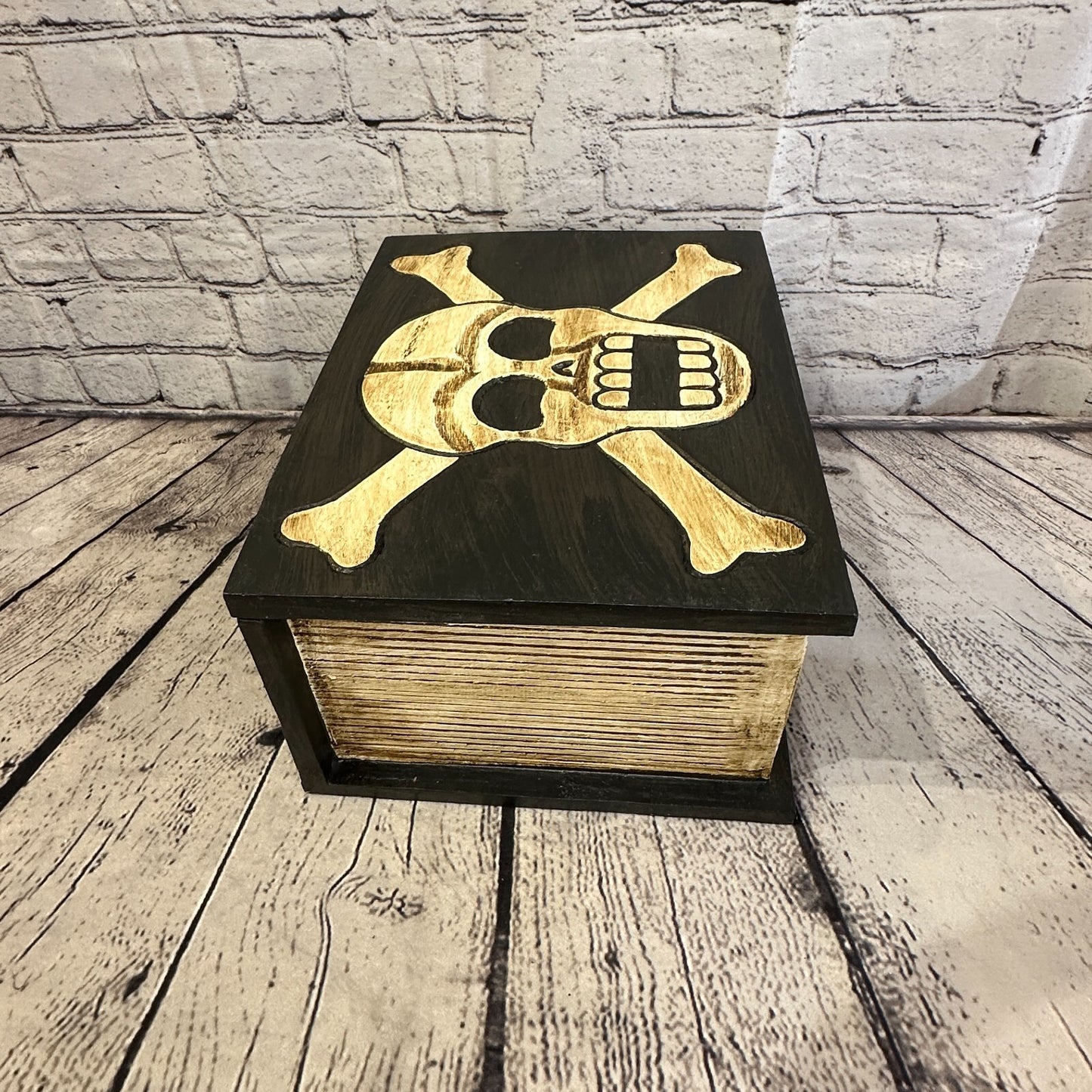 30cm x 22cm Book Wooden Gothic Skeleton Skull Coffin Jewellery Trinket Box