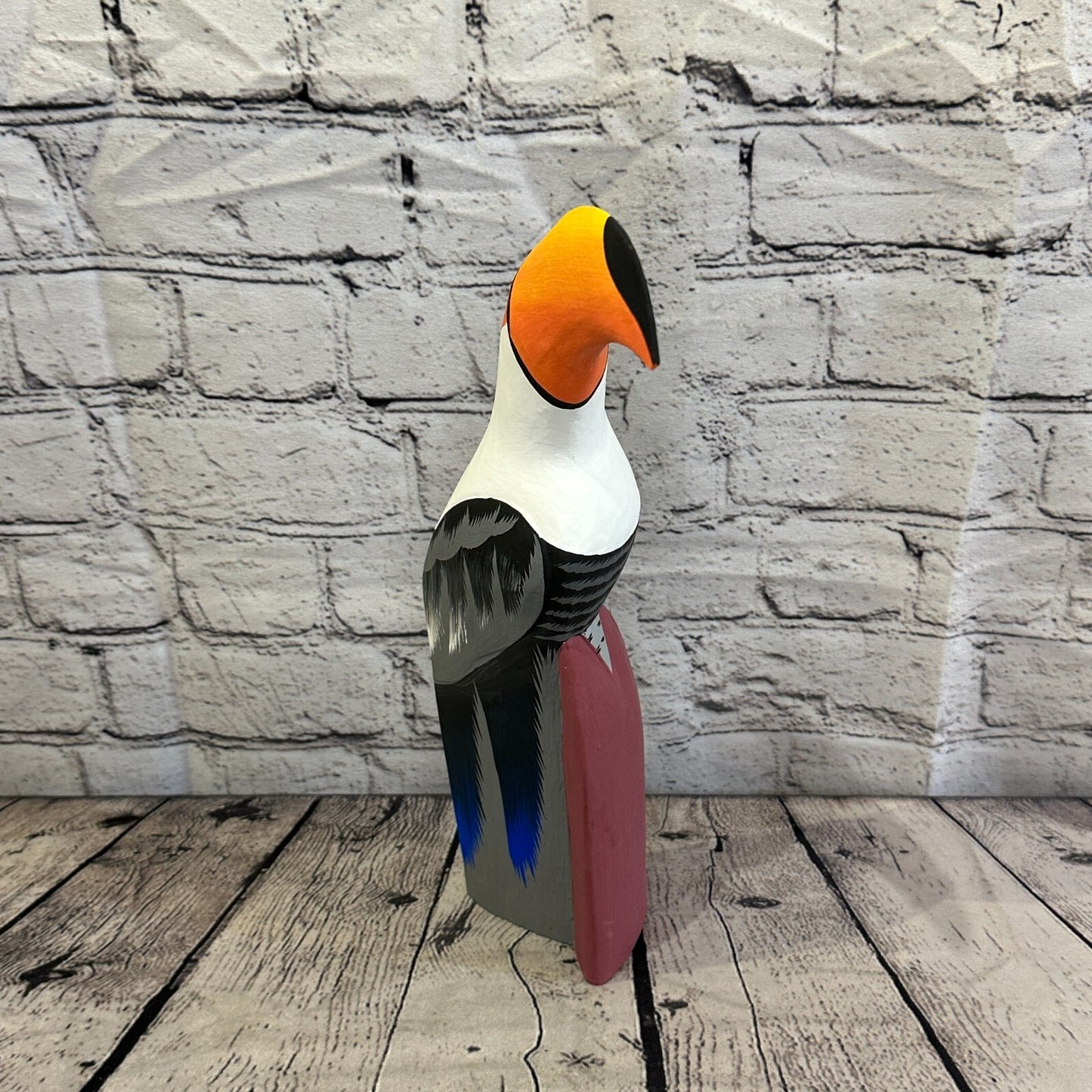 30cm Black Toucan Bird Ornament Statue Fair Trade Hand Made Carved Wood