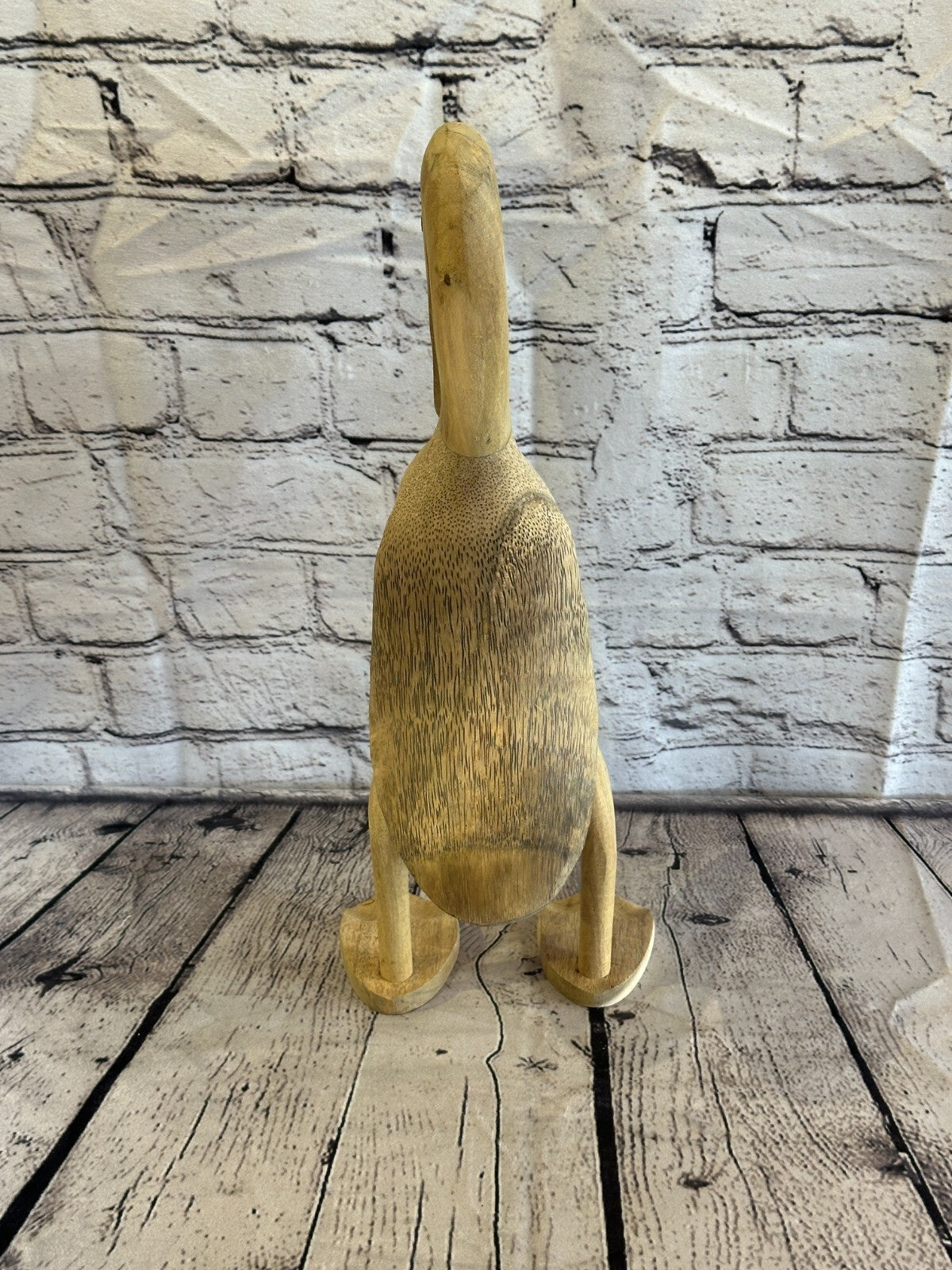 Swan Neck 40cm Tall Wooden Hairy Duckling Baby Duck Bamboo Root Fairtrade