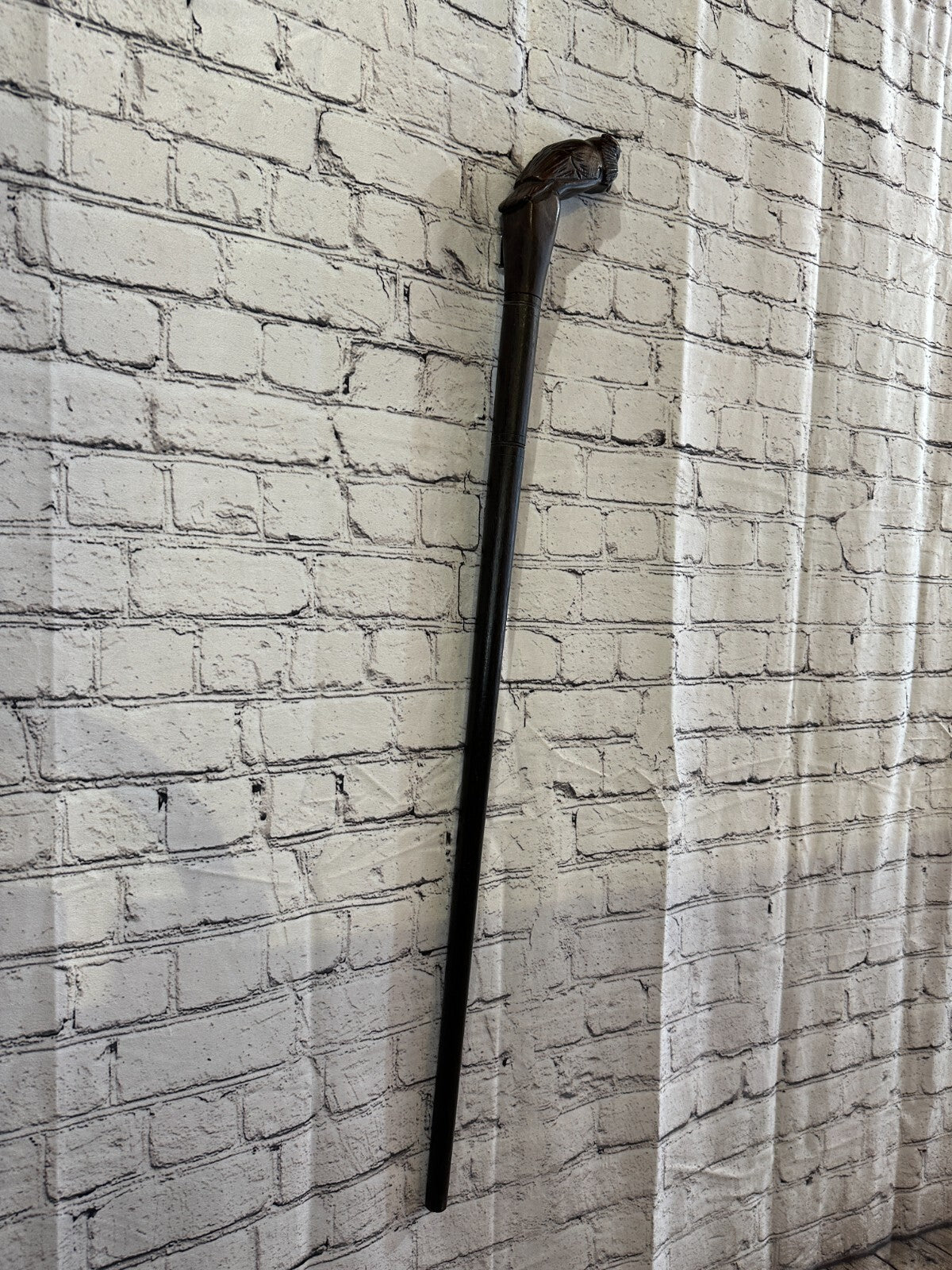 Wise Owl 90cm Tribal African Walking Stick Cane Hand Carved Dark Wood