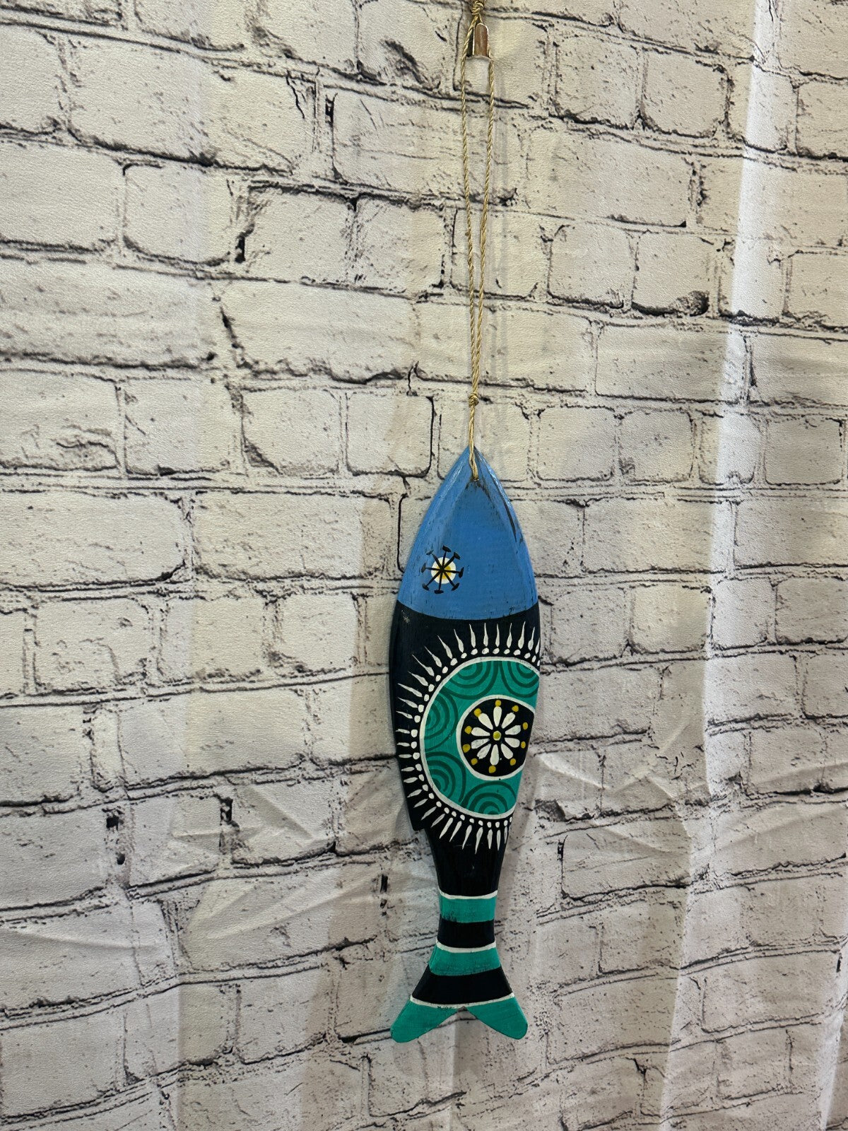 40cm Hanging Fish Hand Painted Fish Wooden Hanging Fish Coastal Decor Design 3