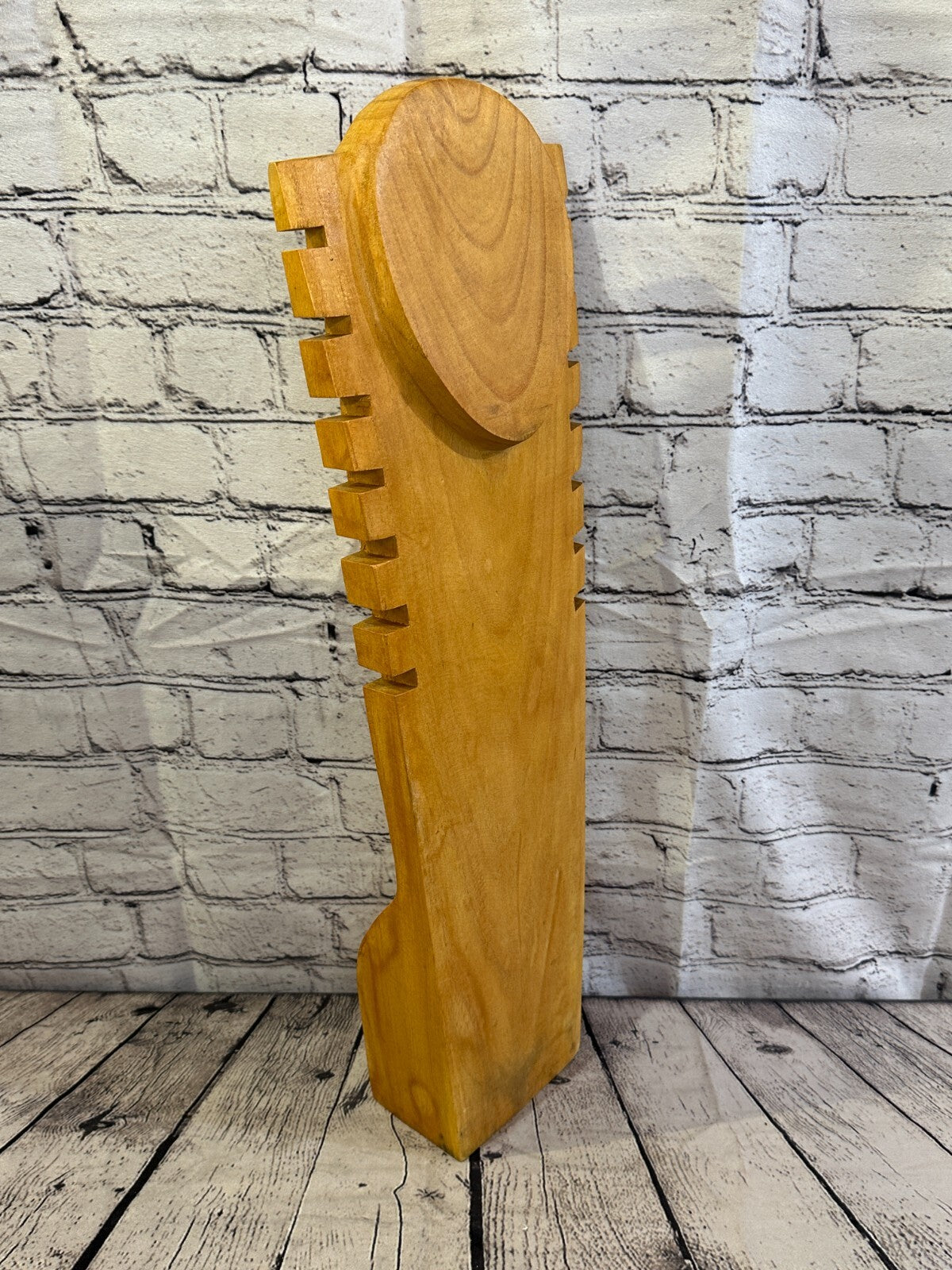 60cm Hand Carved Wooden Necklace On Base Chain Jewellery Display Stand Bust