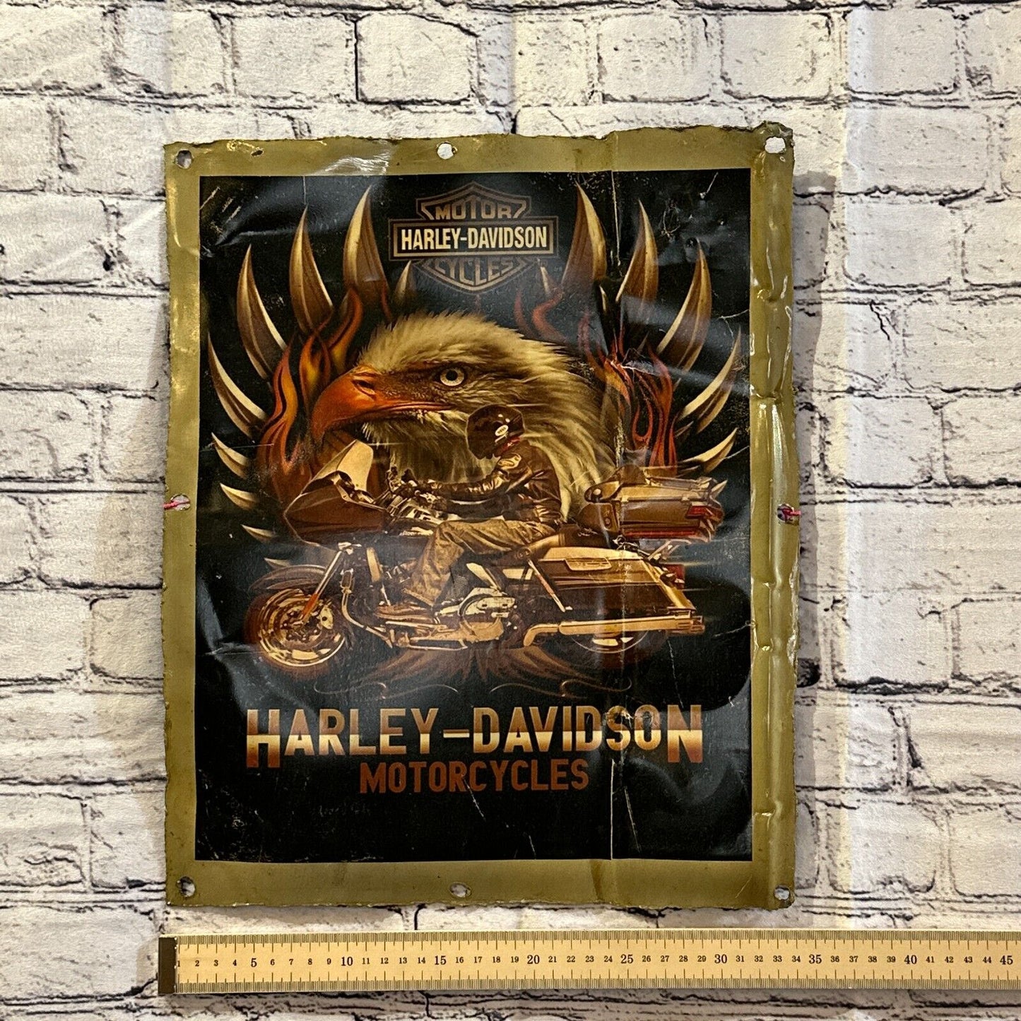Harley Davidson Eagle Bike Advert Wall Plaque 42cm x 36cm Vintage Retro Tin Sign