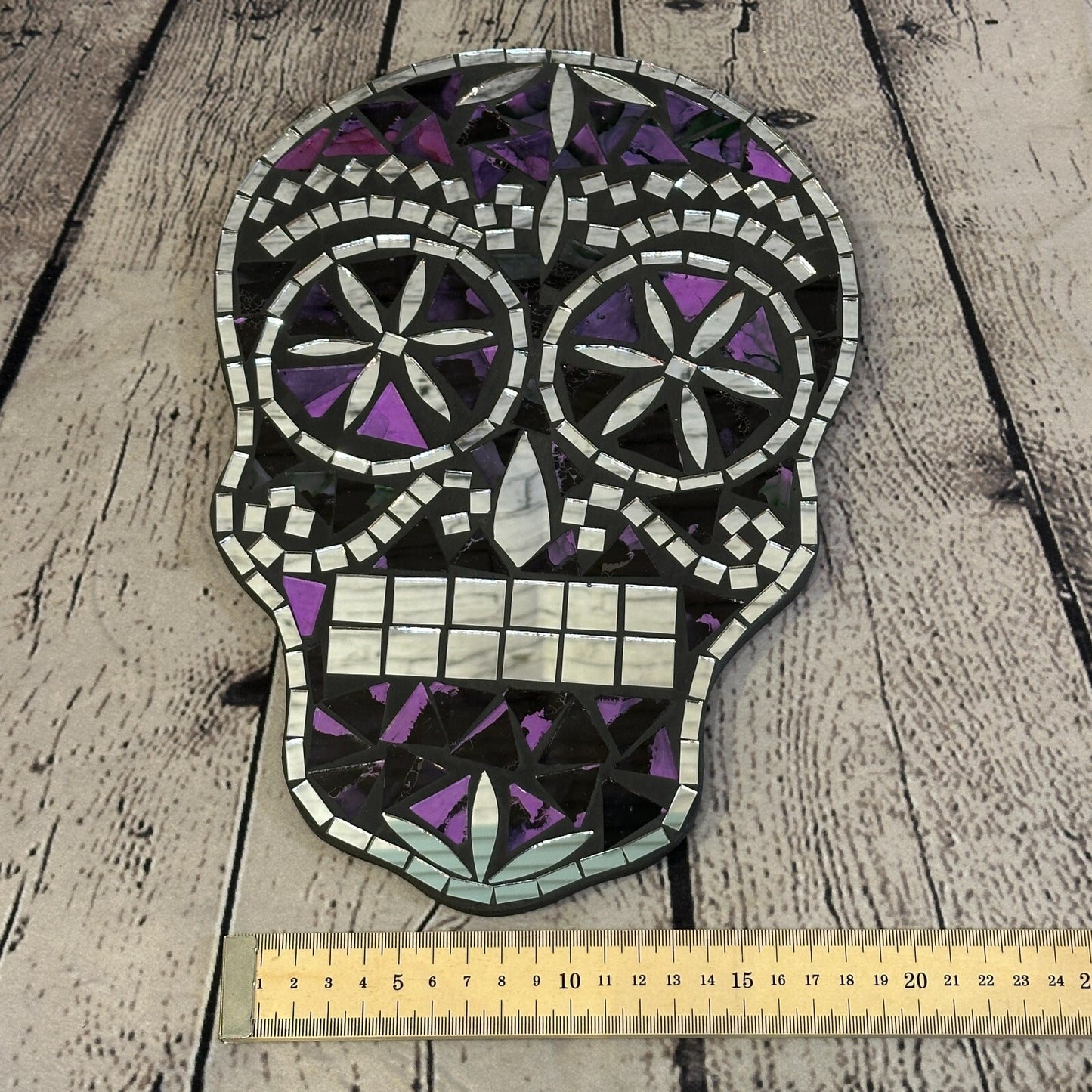 Purple Skull Mosaic Tile Wall Mirror 30cm x 20cm 12 Inches Handmade New