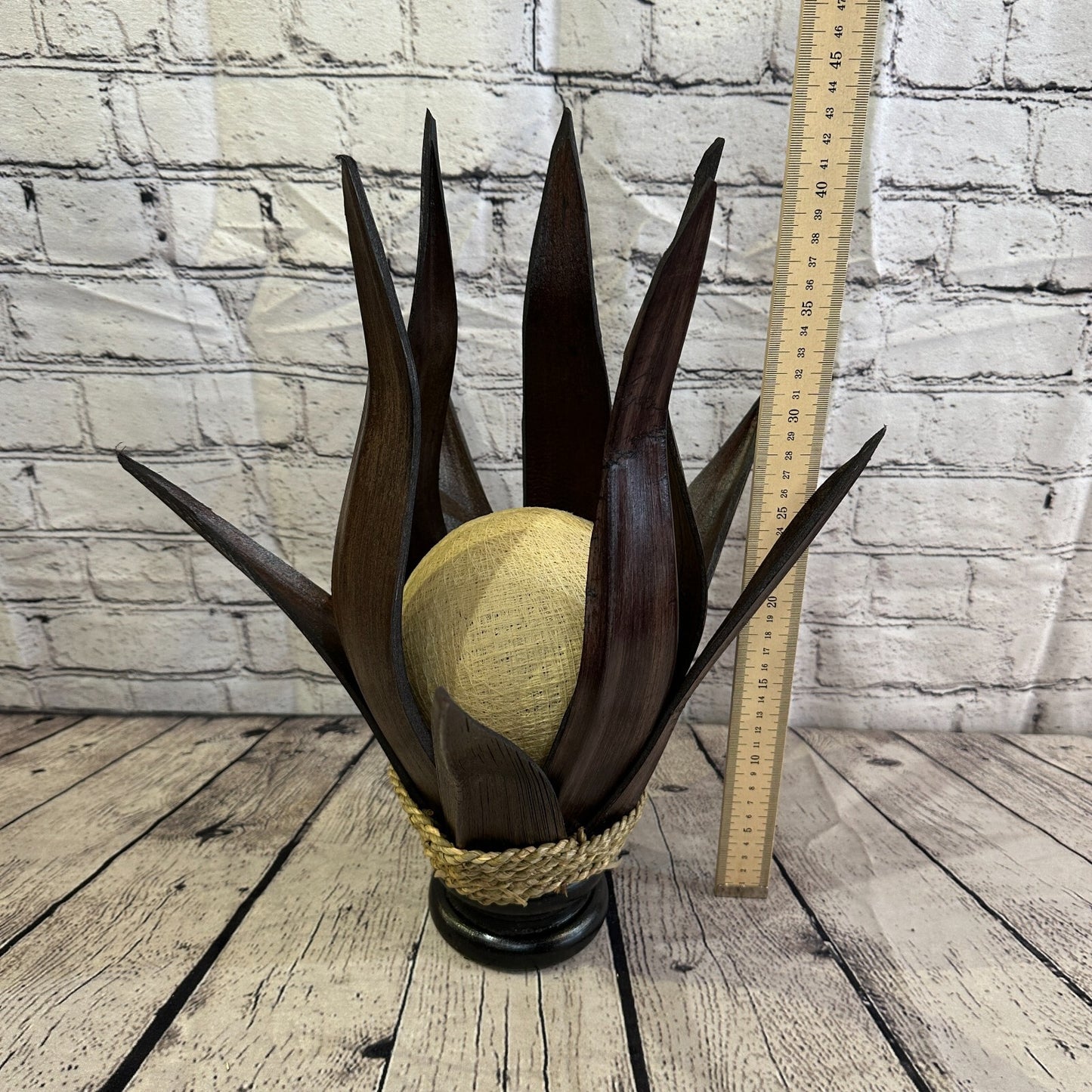 White Brown Leaf Natural 45cm Tall Leaf Lamp Twist LED UK Mains Plug Design 6