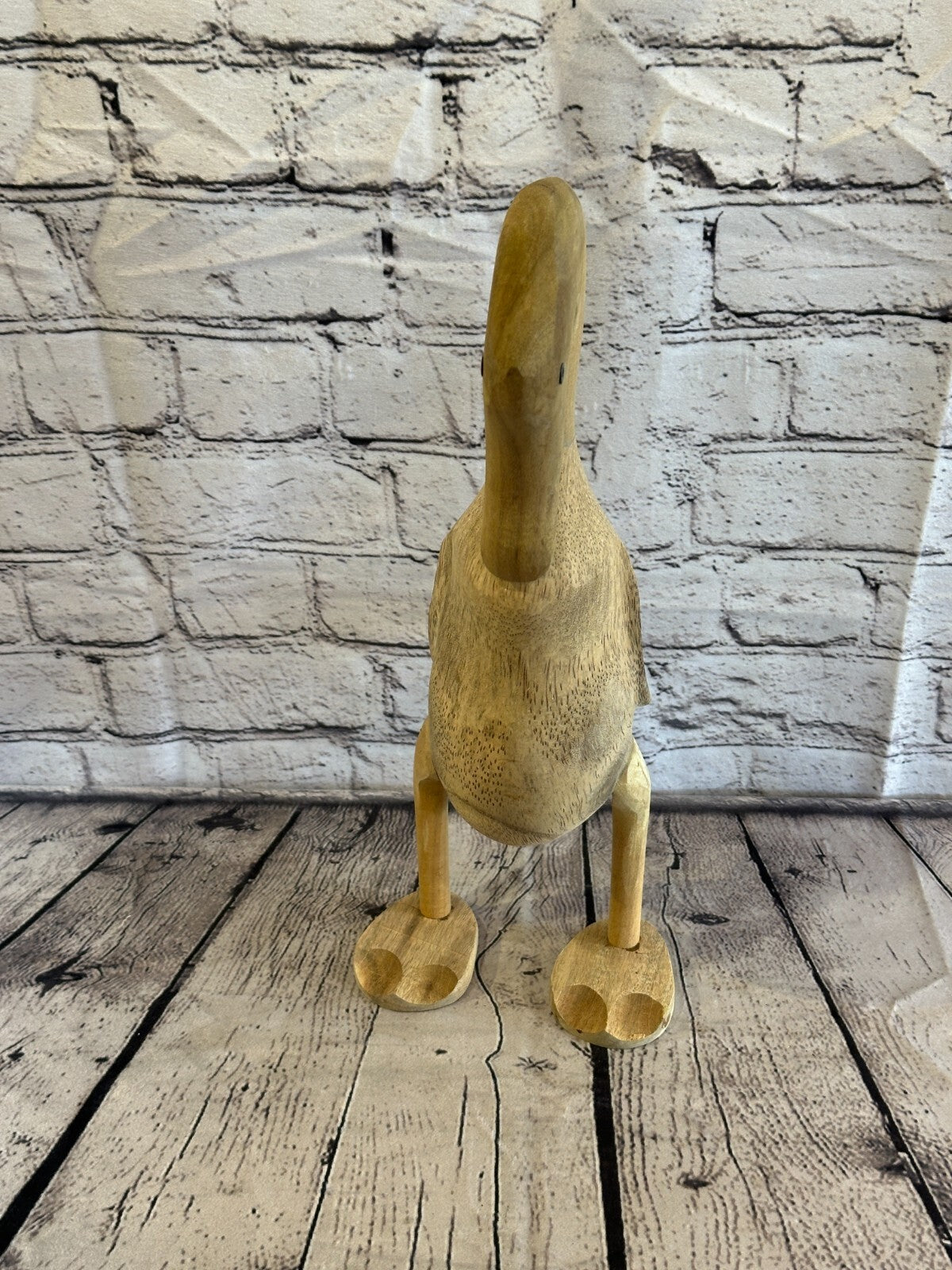 Swan Neck 40cm Tall Wooden Hairy Duckling Baby Duck Bamboo Root Fairtrade
