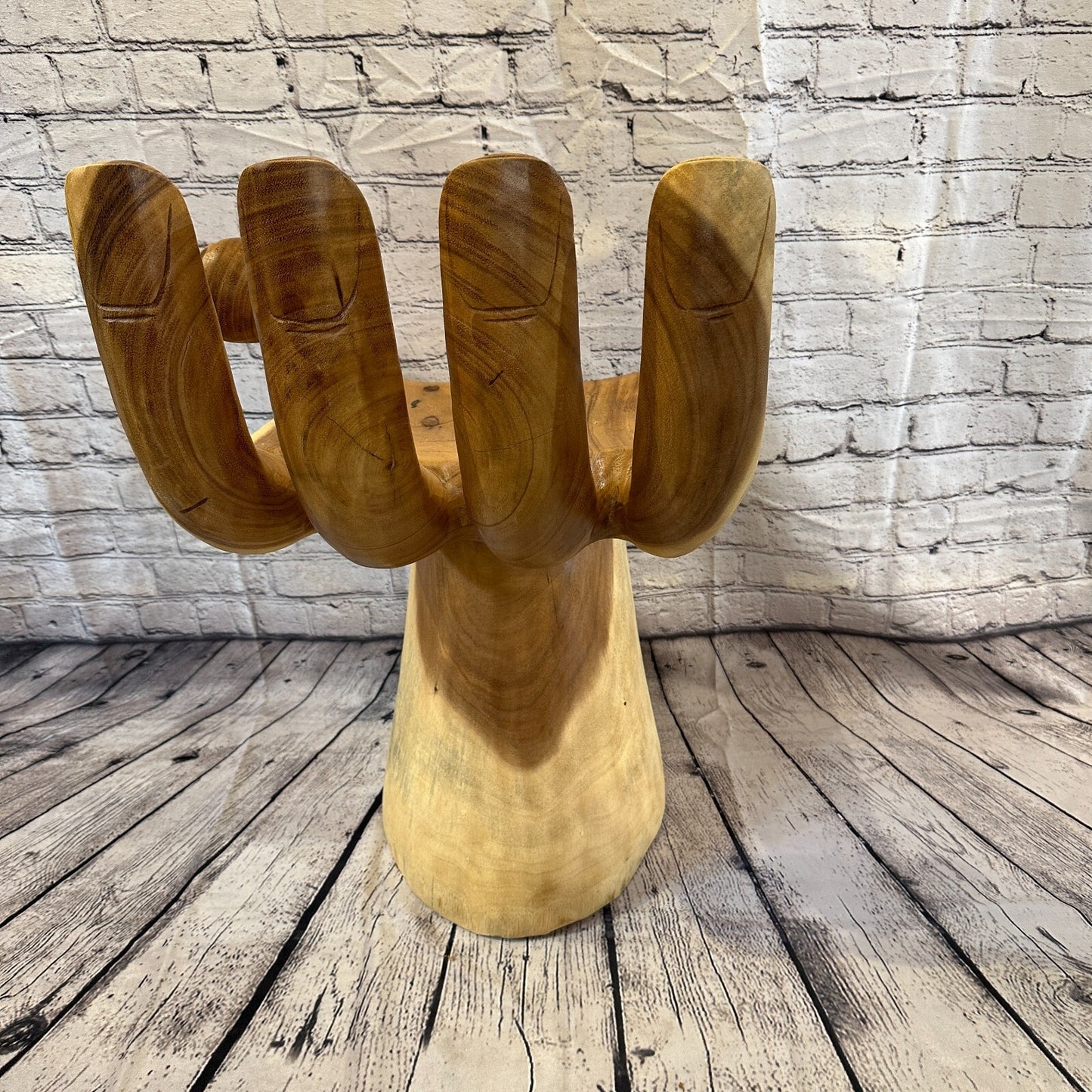 Left Hand Chair Seat 4 Finger Support Solid Suar Wood Indoor Outdoor Garden