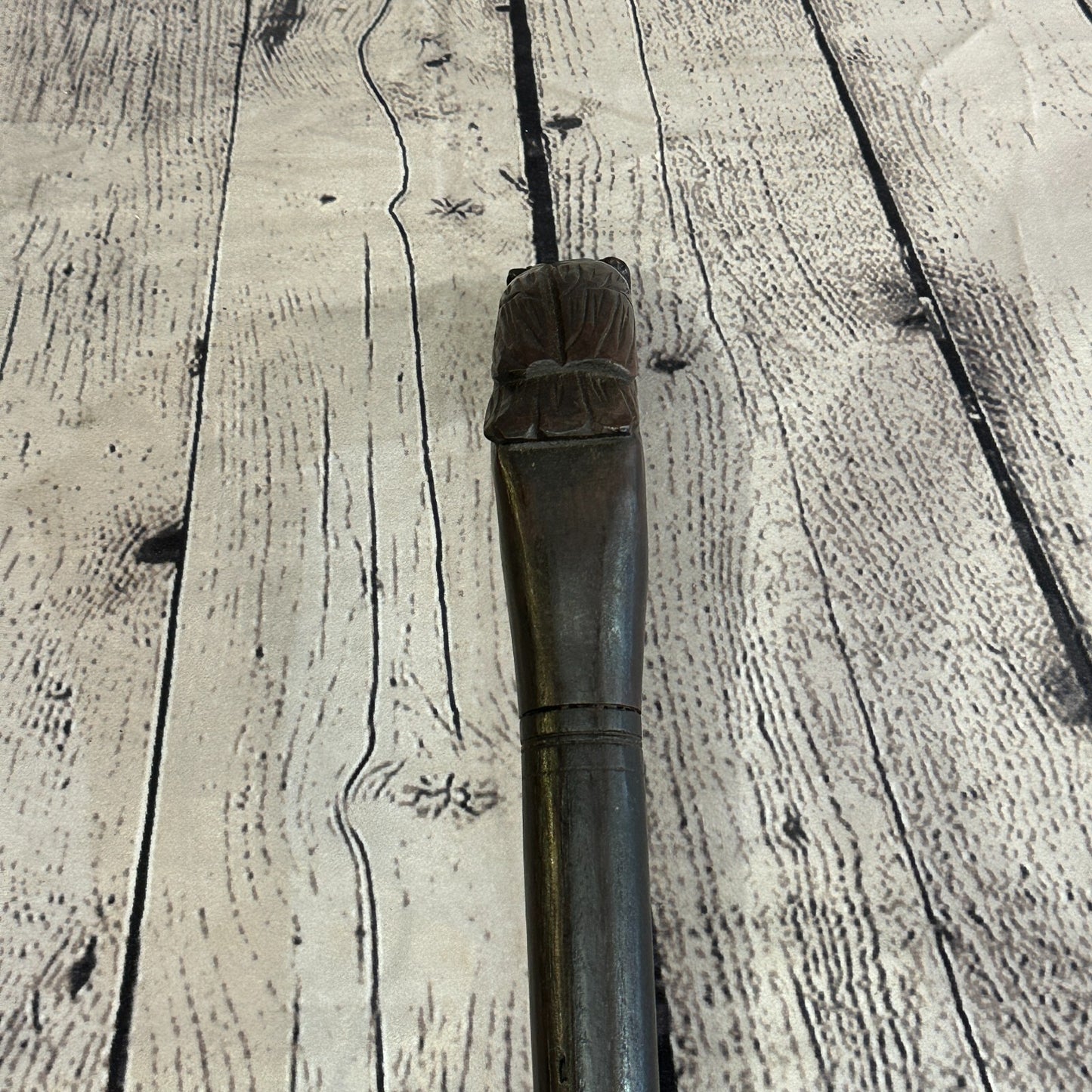Wise Owl 90cm Tribal African Walking Stick Cane Hand Carved Dark Wood
