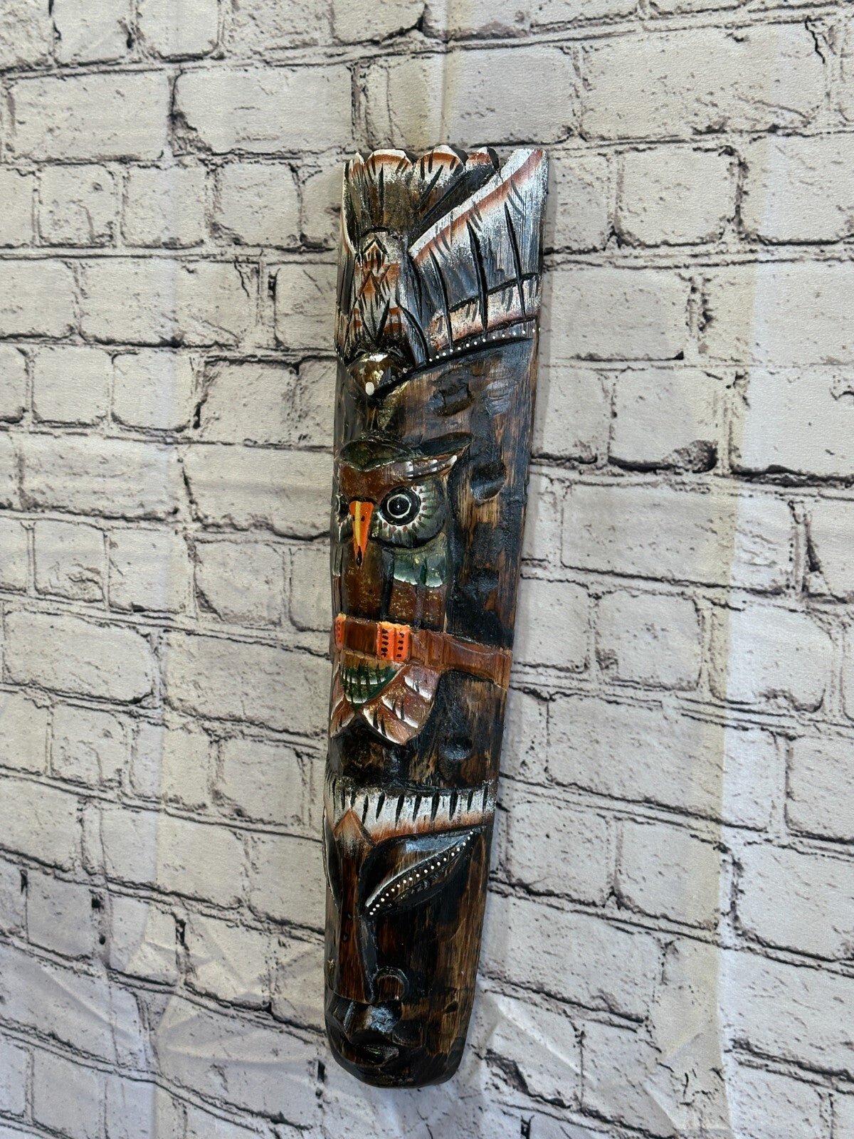 50cm Eagle Owl Hand Carved Fair Trade Wooden Animal Wall Art Wall Hang Mask