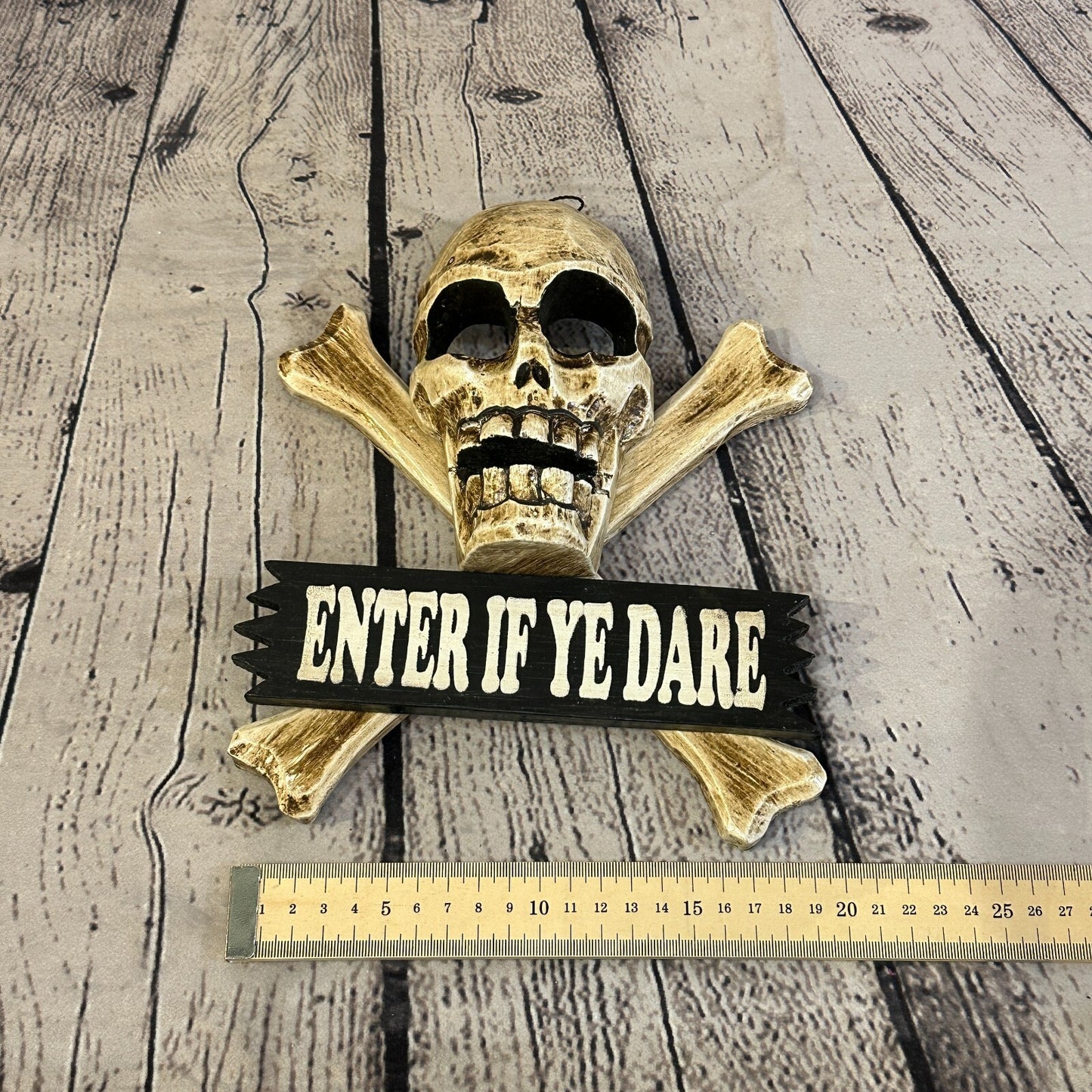 Skull & Crossbones Enter If Ye Dare Pirate Sign Door Plaque 20cm x 20cm Handmade