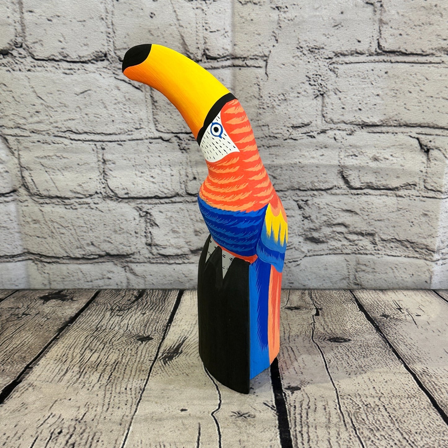 20cm Red Toucan Bird Ornament Statue Fair Trade Hand Made Carved Wood