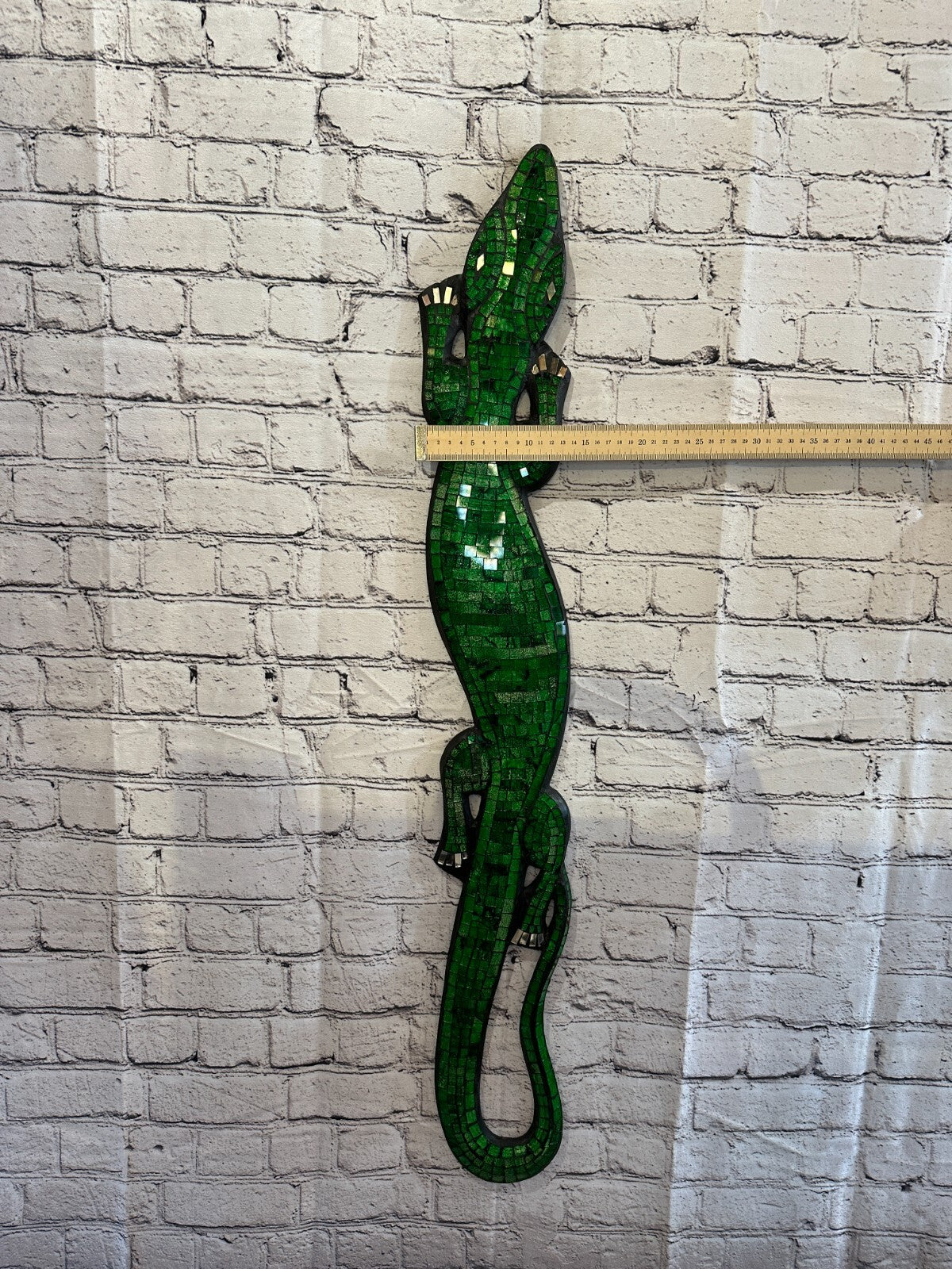 80cm Gecko Green Mosaic Wall Hanging Wooden Ornaments Wood Carving