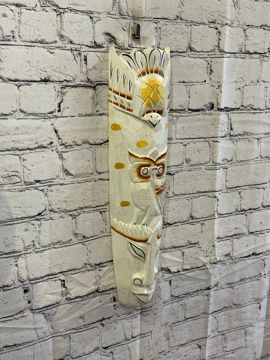 50cm White Owl Hand Carved Fair Trade Wooden Animal Wall Art Wall Hang Mask