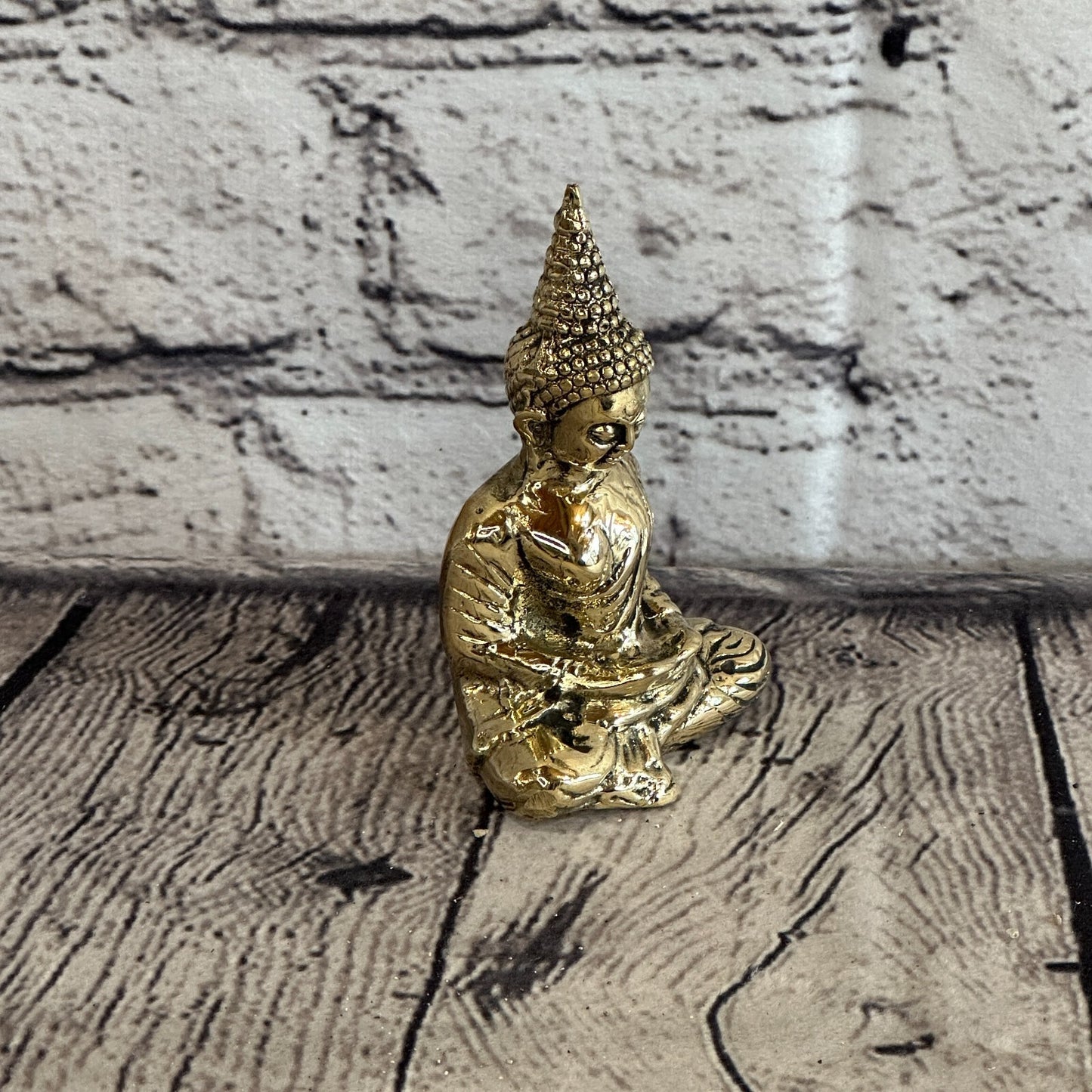 9cm x 5cm Sitting Thai Bronze Buddha Blessing Statue Figure Table Decoration Art