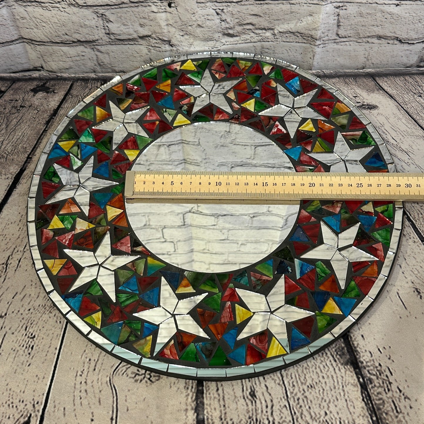 Rainbow Stars Mosaic Tile Wall Mirror 40cm x 40cm 16 Inches Handmade New