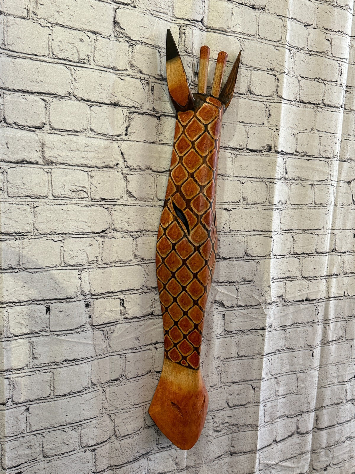 100cm Dotty Giraffe Hand Carved Fair Trade Wooden Animal Wall Art Wall Hang Mask
