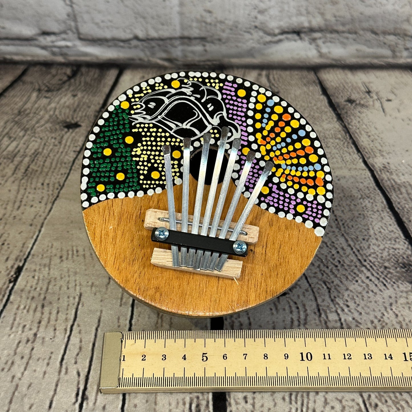 7 Key Karimba Kalimba Thumb Piano Painted Coconut Handmade Fairtrade