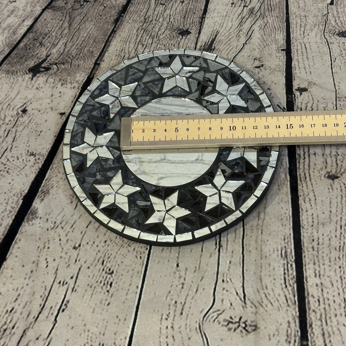 Black Star Mosaic Tile Wall Mirror 20cm x 20cm 8 Inches Handmade New