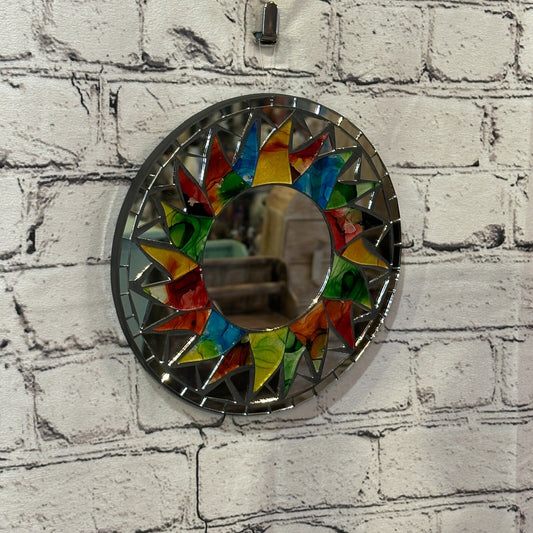 Rainbow Black Sun Mosaic Tile Wall Mirror 20cm x 20cm 8 Inches Handmade New