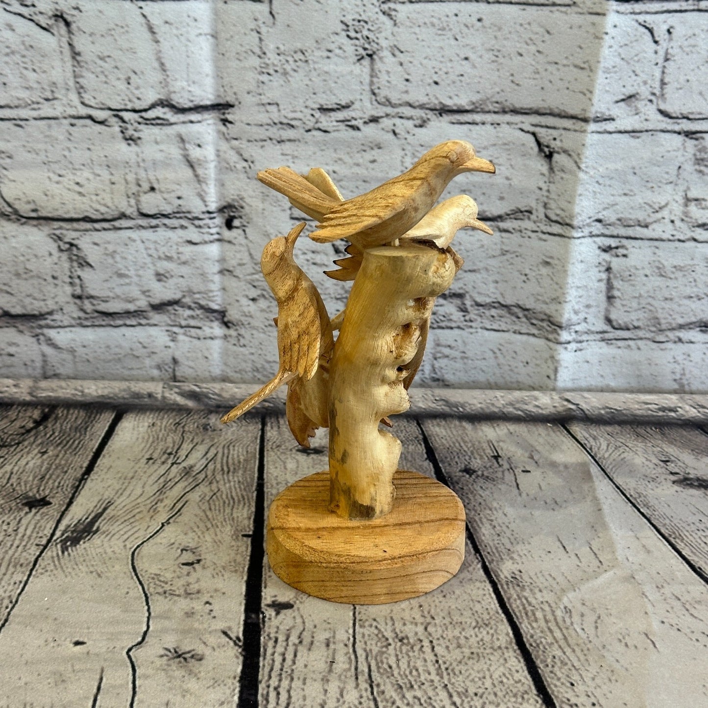 20cm Five Birds Nest Mushroom Parasite Ornament Natural Carving Fairtrade Wood