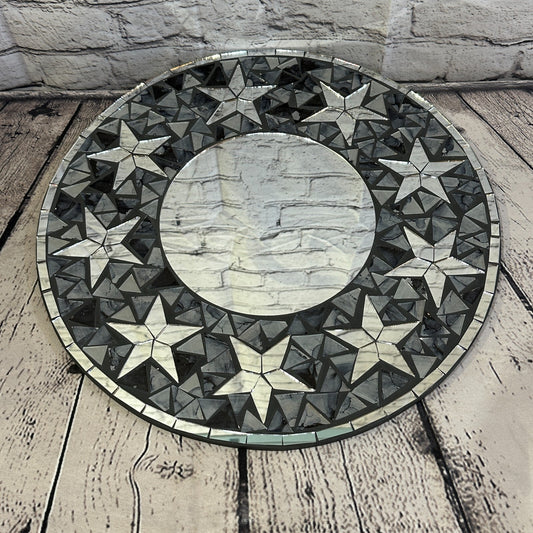Black Stars Mosaic Tile Wall Mirror 40cm x 40cm 16 Inches Handmade New