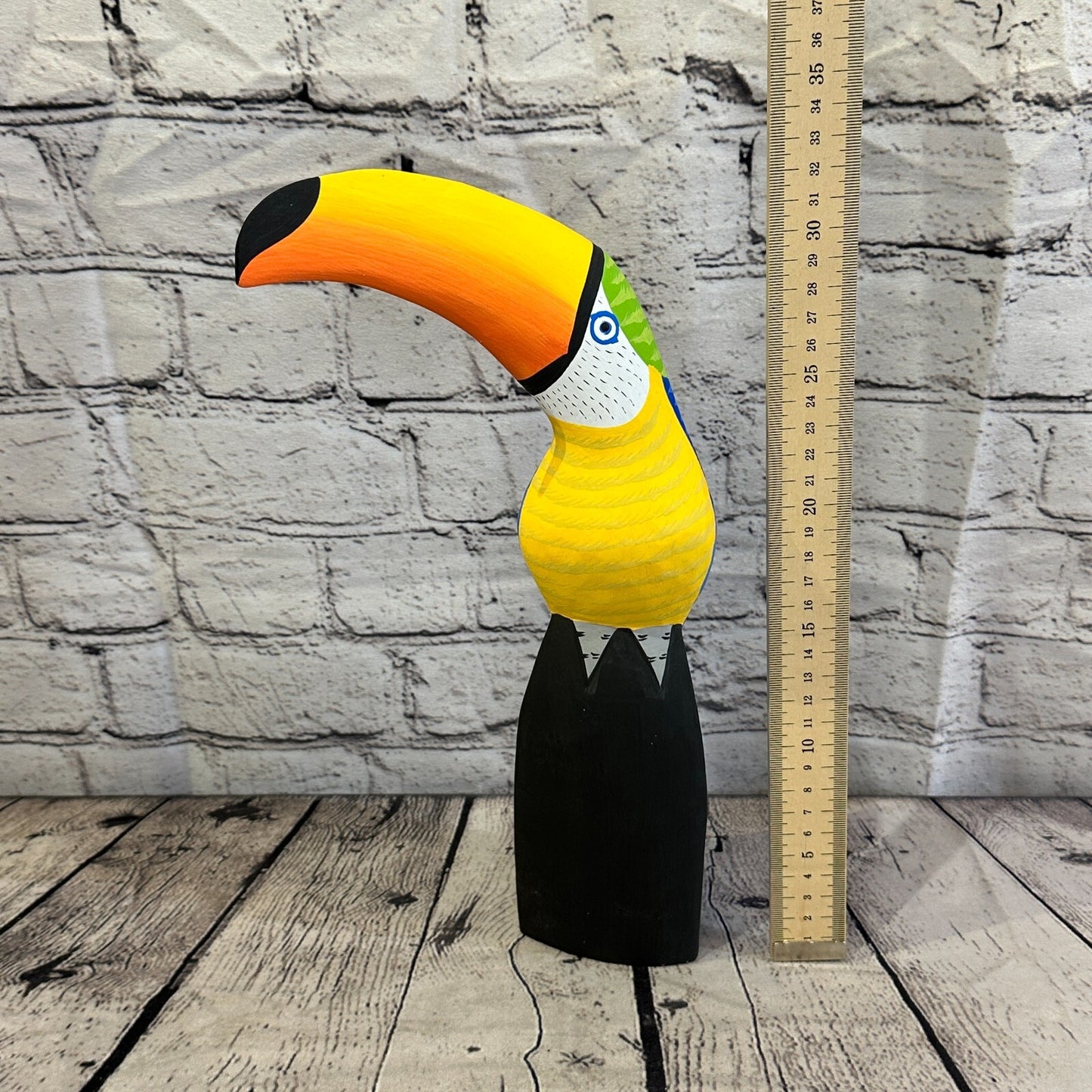 30cm Blue Toucan Bird Ornament Statue Fair Trade Hand Made Carved Wood