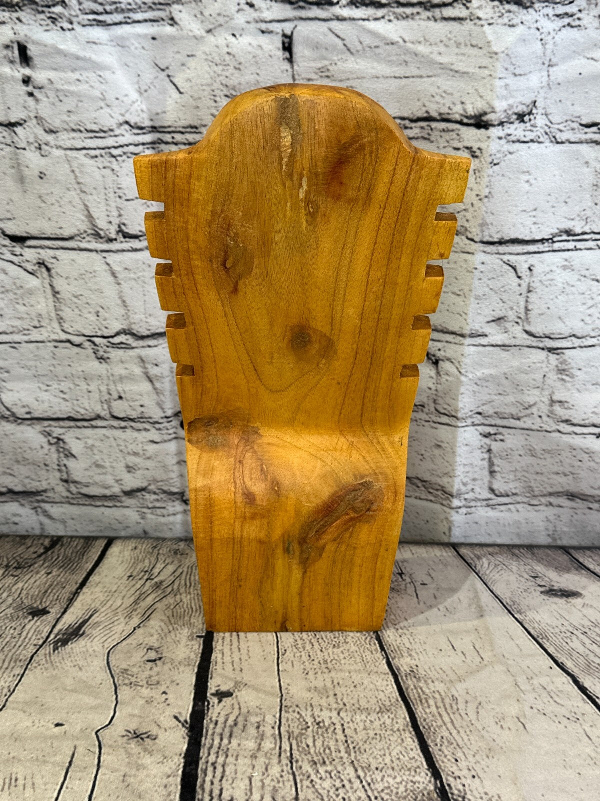 30cm Hand Carved Wooden Necklace On Base Chain Jewellery Display Stand Bust