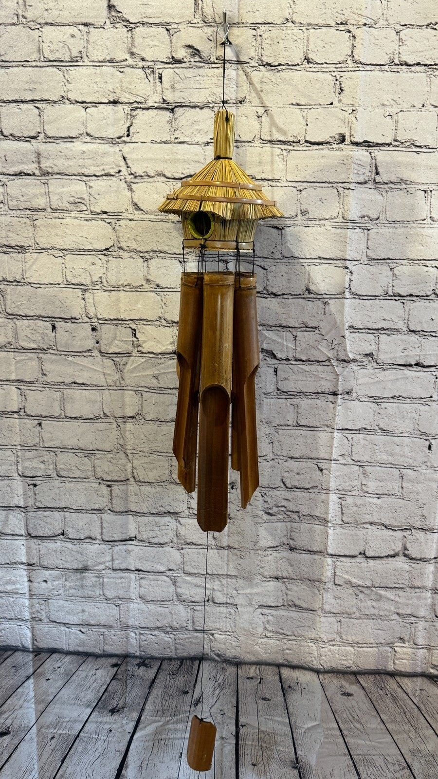 Bird House With Chimes Bamboo Windchime 60cm Garden Gift Summer Handmade Chimes