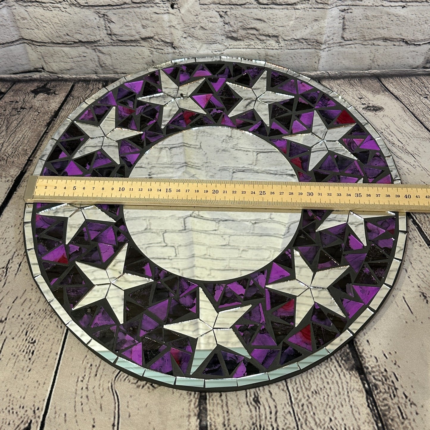 Purple Stars Mosaic Tile Wall Mirror 40cm x 40cm 16 Inches Handmade New