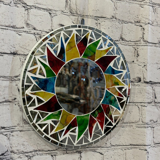Rainbow White Sun Mosaic Tile Wall Mirror 30cm x 30cm 12 Inches Handmade New