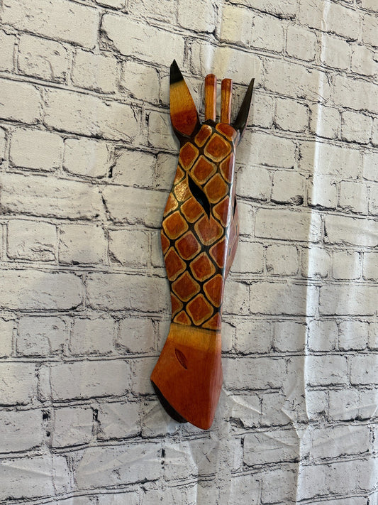 50cm Dotty Giraffe Hand Carved Fair Trade Wooden Animal Wall Art Wall Hang Mask