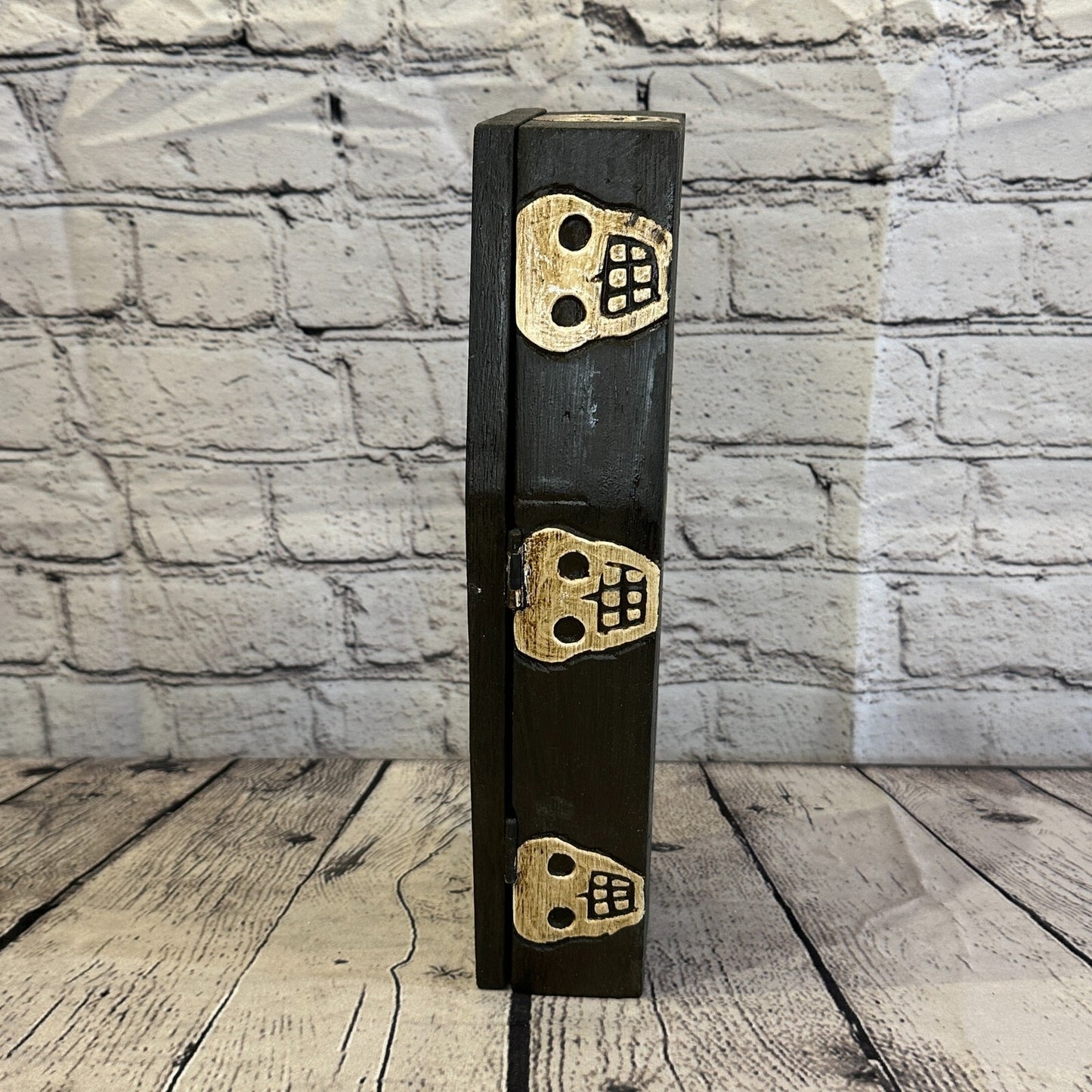 28cm x 8cm x 6cm Coffin Wooden Gothic Skeleton Skull Head Coffin Jewellery Box