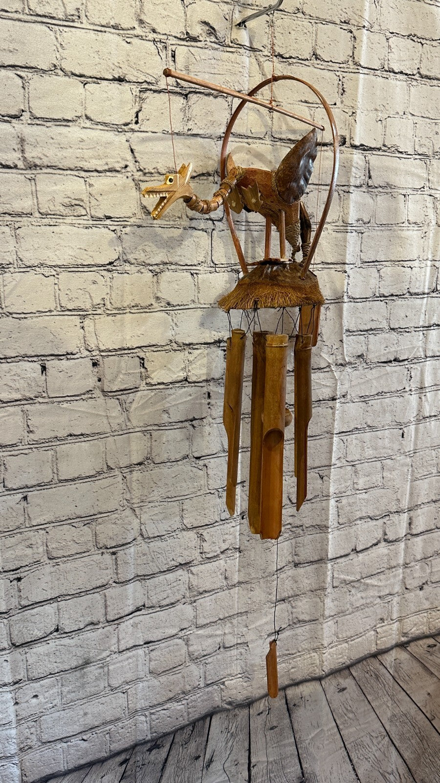 Dragon With Chimes Bamboo Windchime 60cm Garden Gift Summer Handmade Chimes