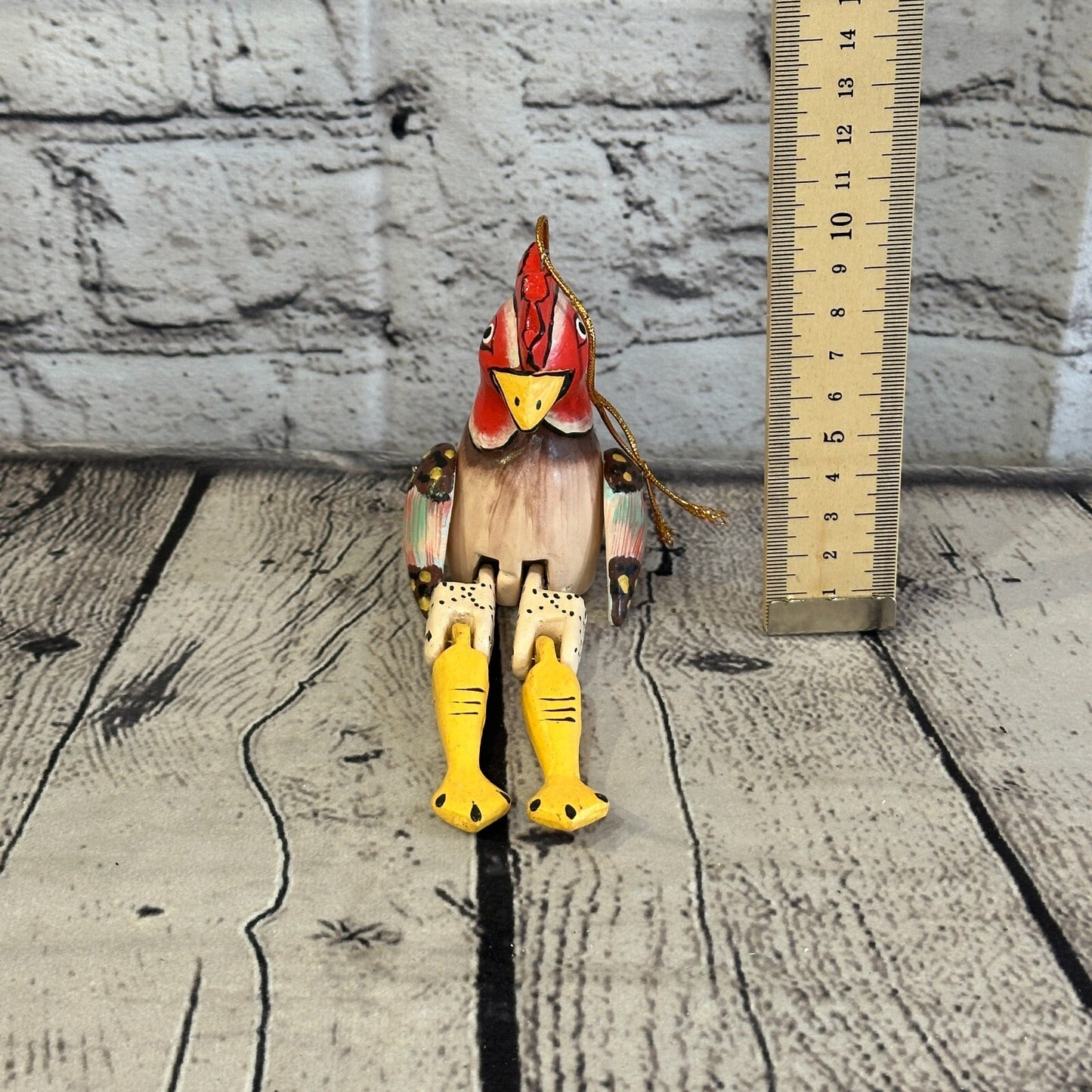 10cm Chicken Sitting Animal, Wooden Shelf Ornament Handmade and Fairtrade