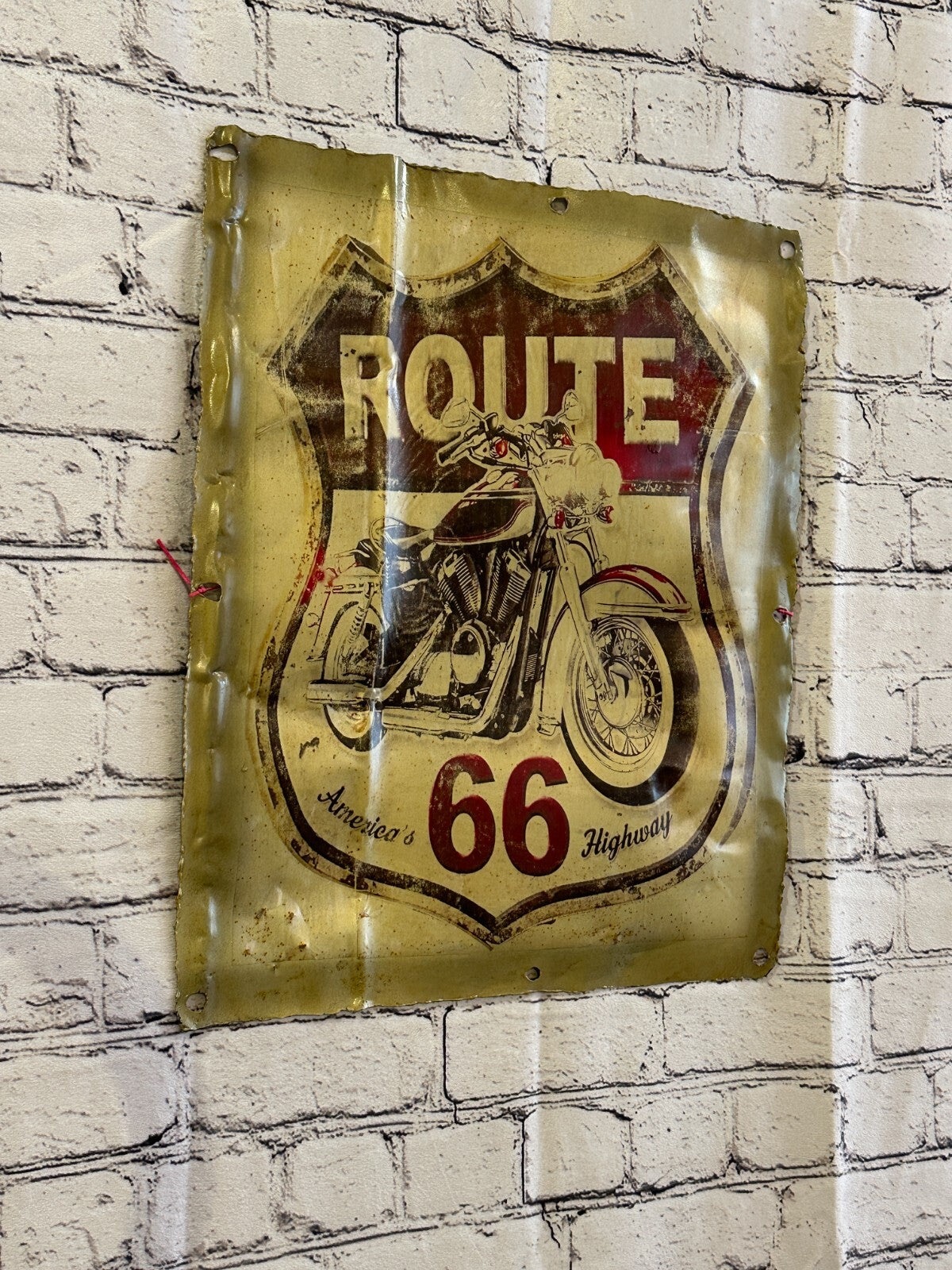 Route 66 Motorbike Poster Advert Wall Plaque 42cm x 36cm Vintage Retro Tin Sign
