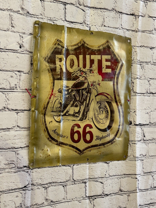 Route 66 Motorbike Poster Advert Wall Plaque 42cm x 36cm Vintage Retro Tin Sign