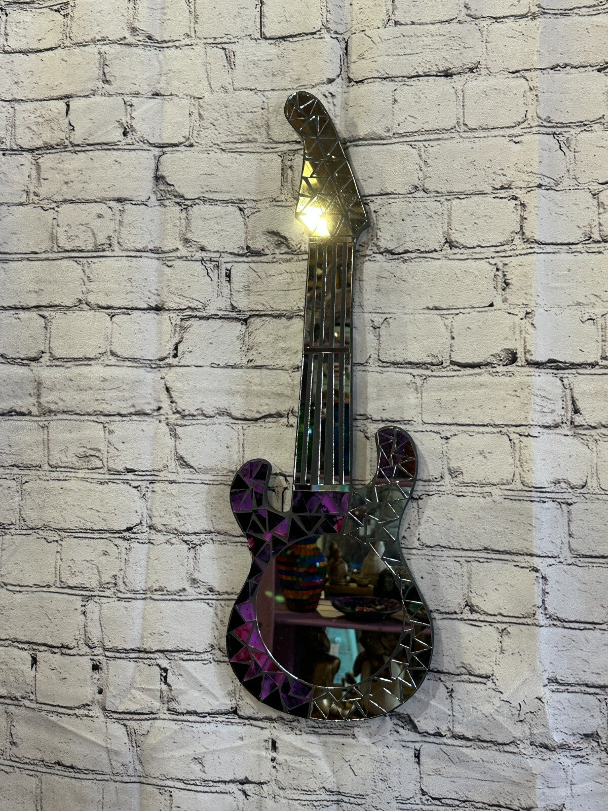 Purple Guitar Mosaic Tile Wall Mirror 60cm x 20cm 24 Inches Handmade New
