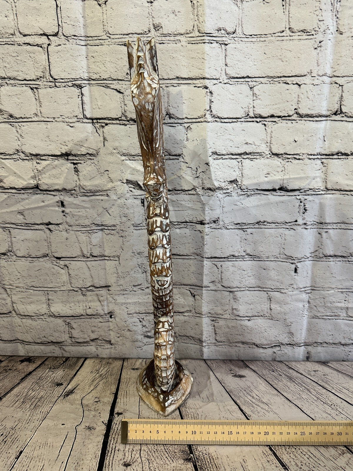50cm Brown Plain Wooden Shabby Seahorse Statue Ornament Fair Trade Handcarved