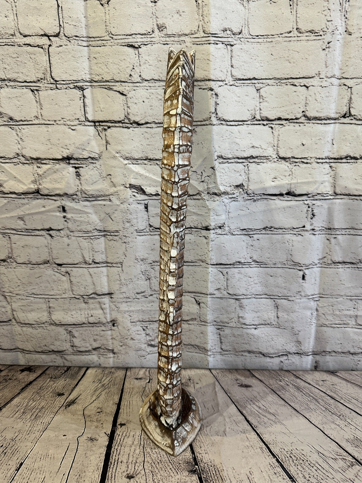 50cm Brown Plain Wooden Shabby Seahorse Statue Ornament Fair Trade Handcarved