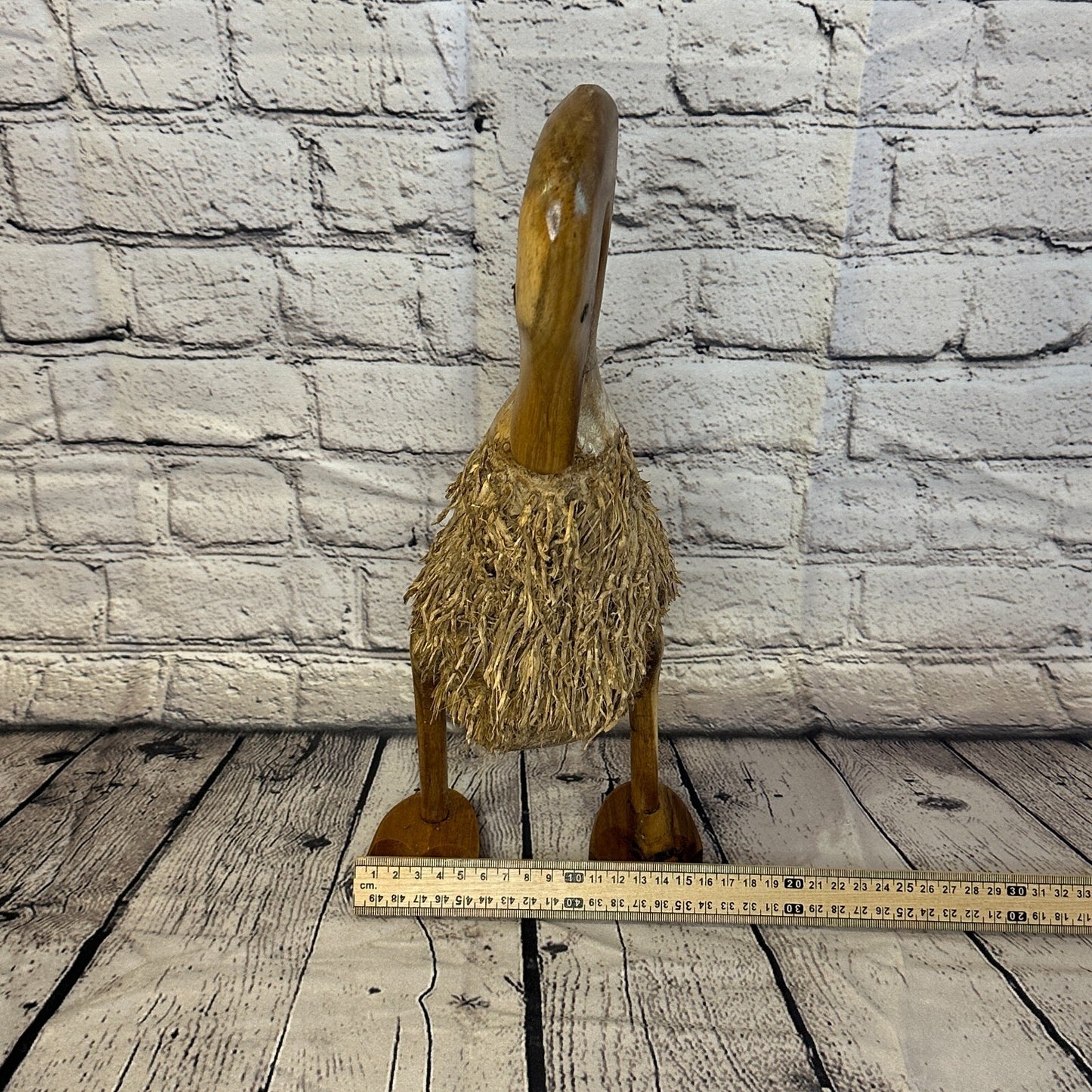 Swan Neck 40cm Tall Wooden Hairy Duckling Baby Duck Bamboo Root Fairtrade