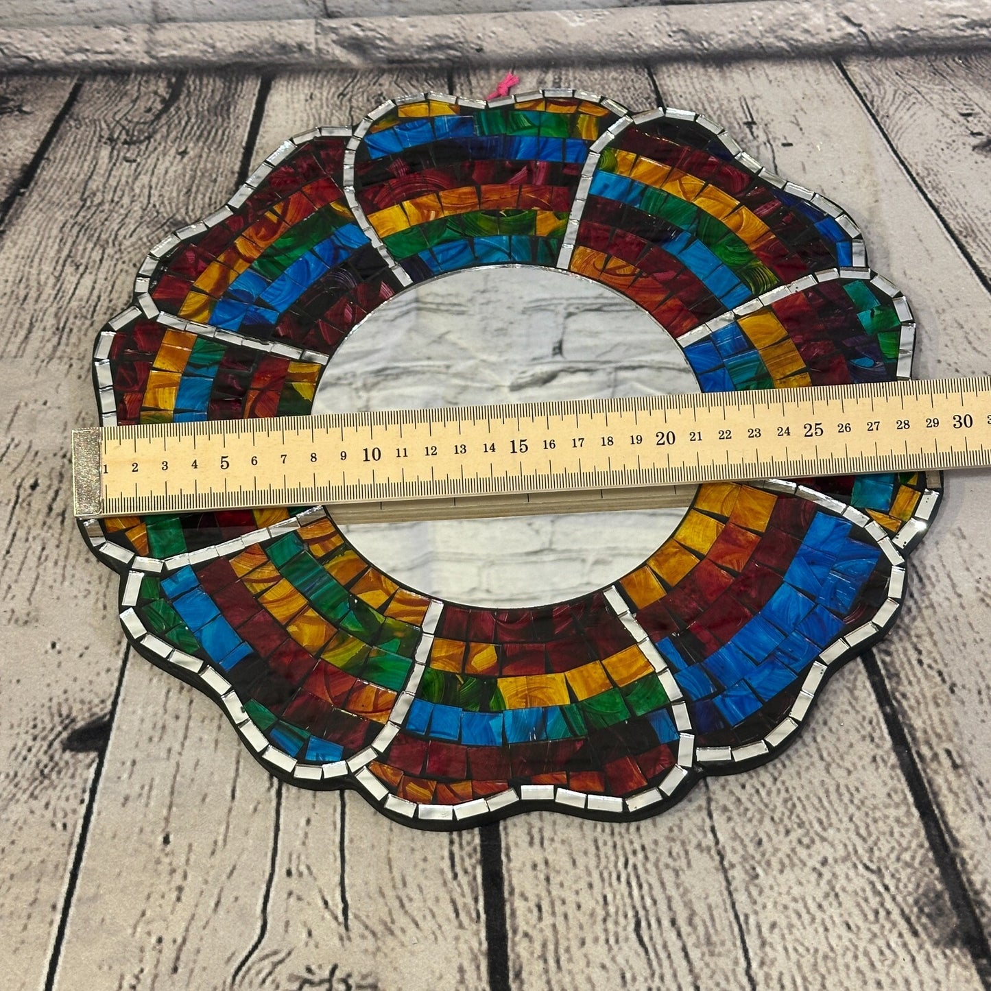 Rainbow Black Flower Mosaic Tile Wall Mirror 30cm x 30cm 12 Inches Handmade New