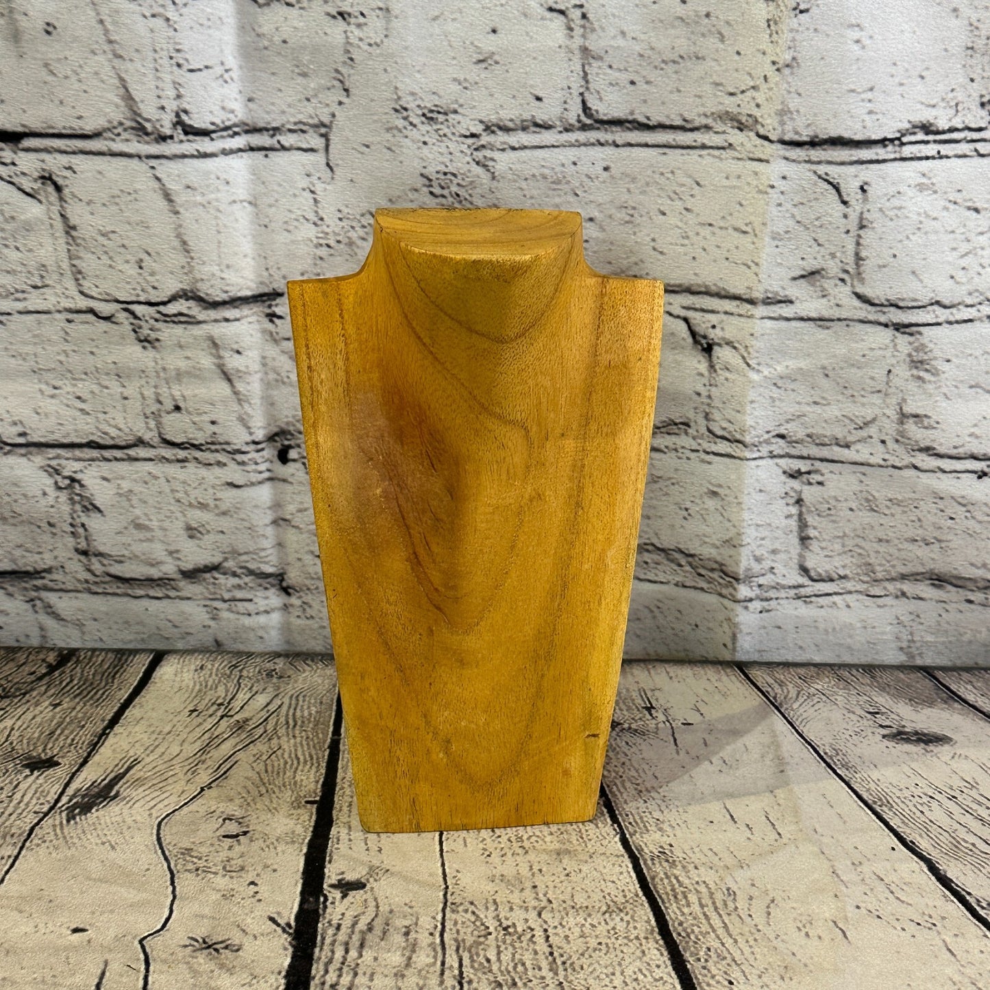 20cm Hand Carved Light Wooden Necklace Base Chain Jewellery Display Stand Bust