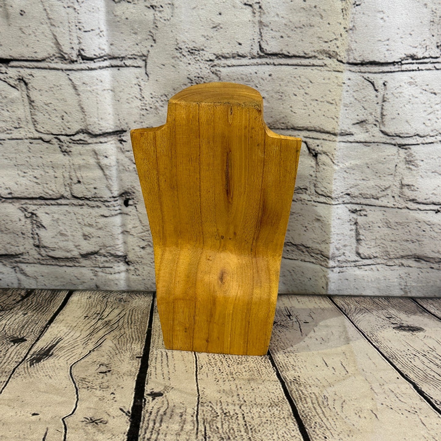 20cm Hand Carved Light Wooden Necklace Base Chain Jewellery Display Stand Bust